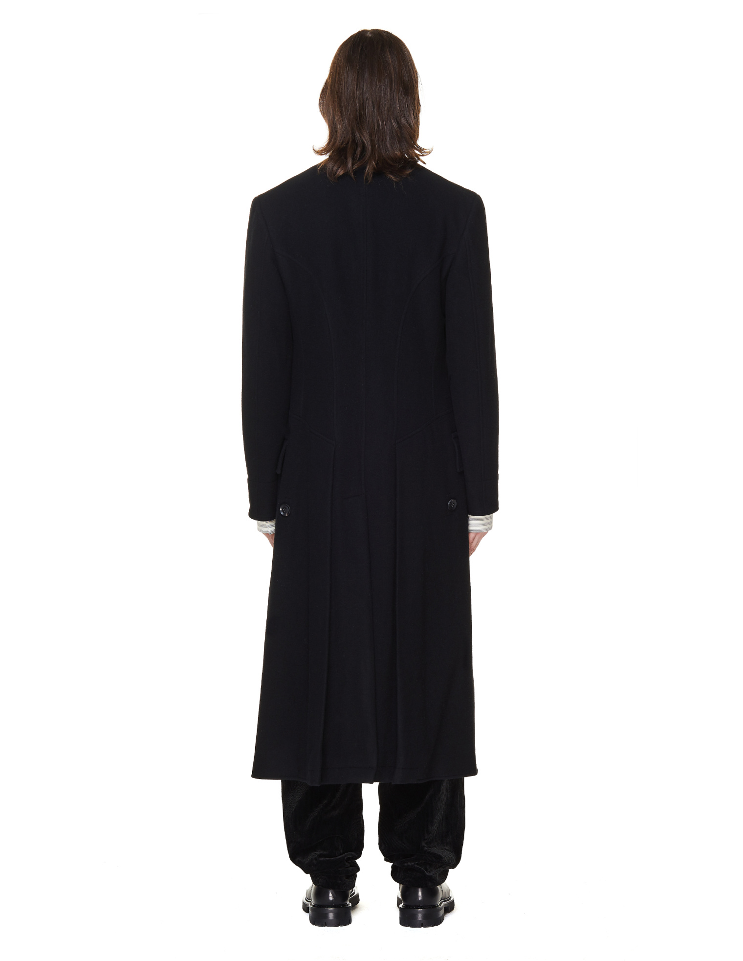 Yohji Yamamoto Черное шерстяное пальто с пуговицами