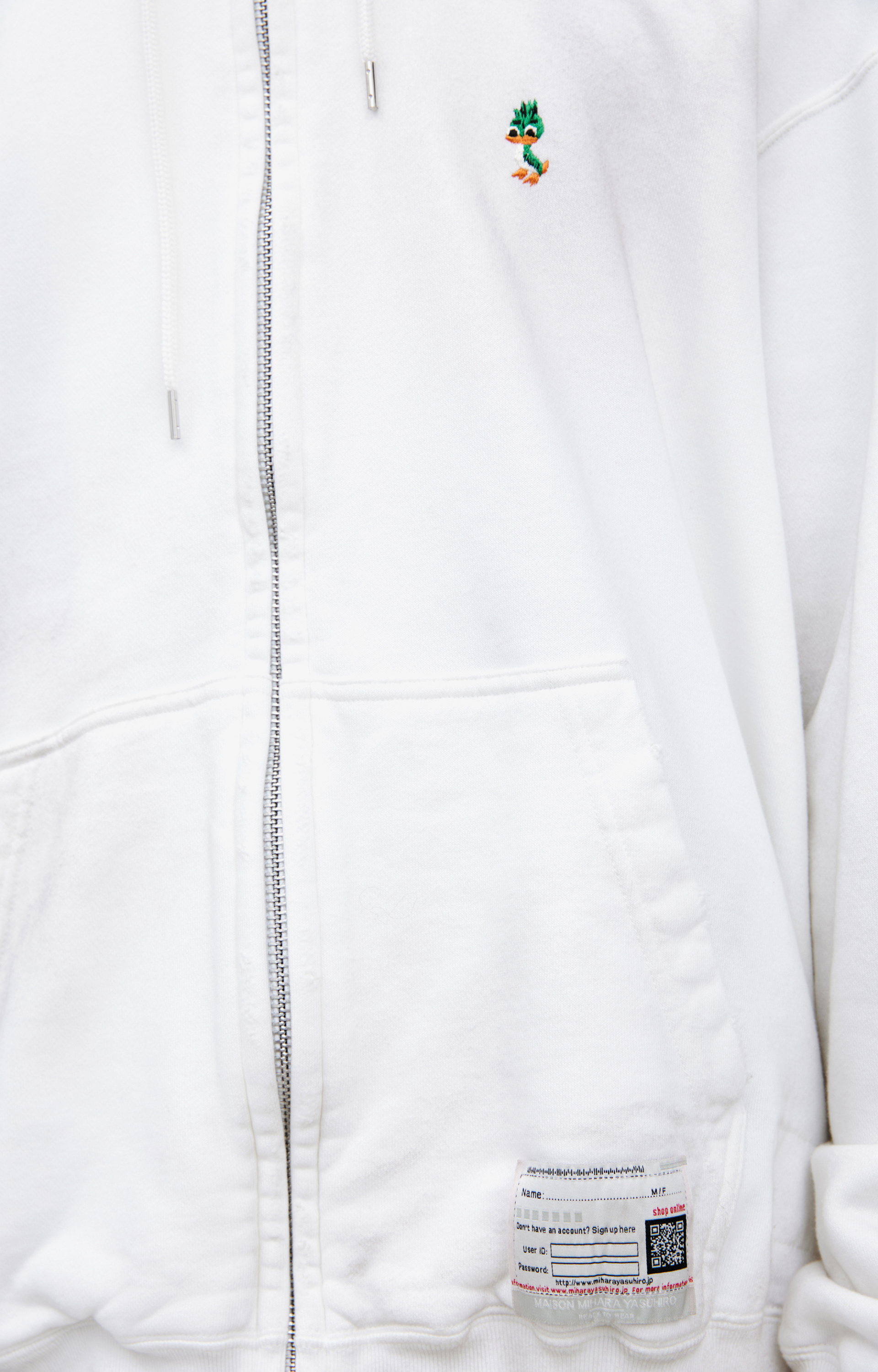 Maison Mihara Yasuhiro White zippered hoodie