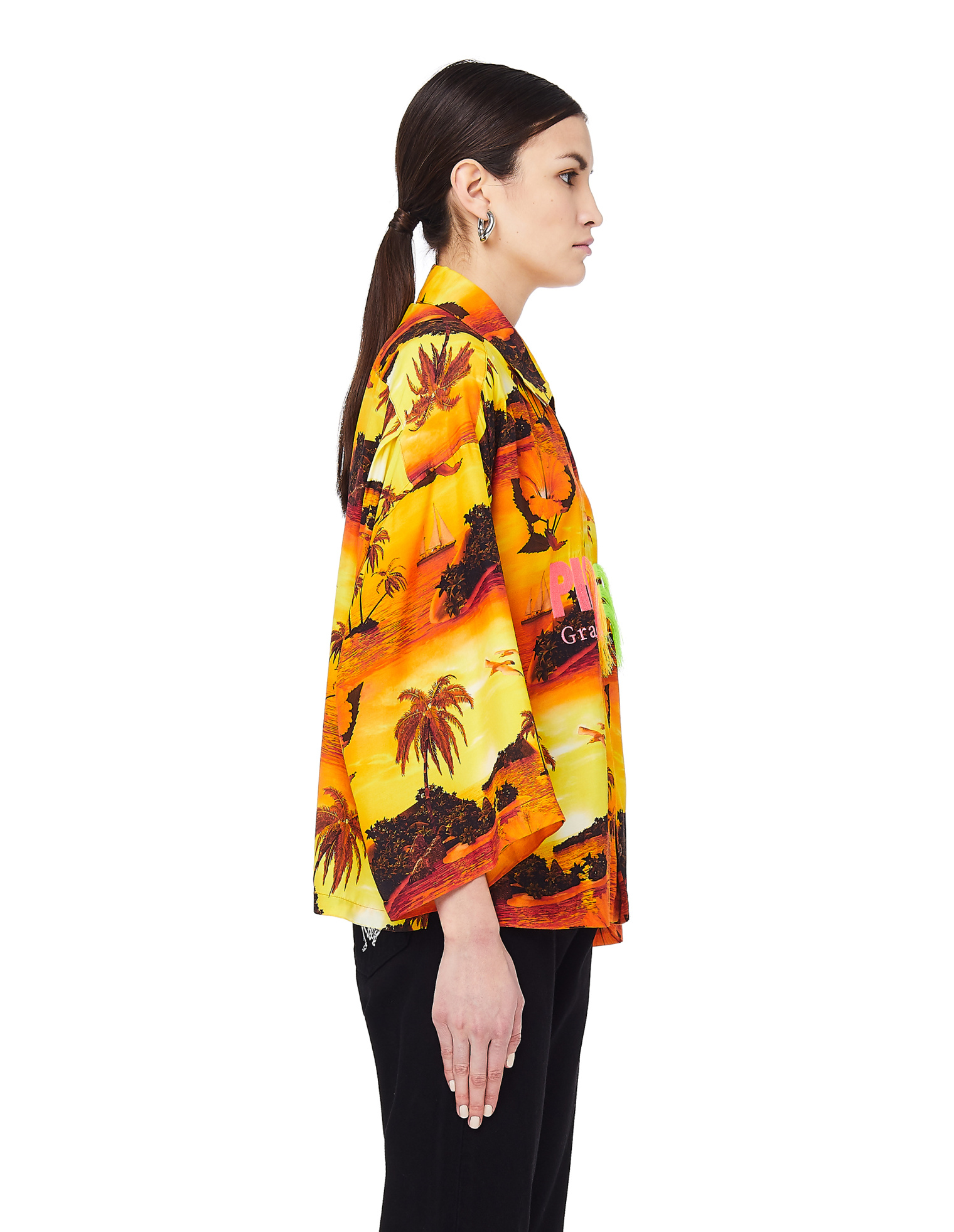 Doublet Sunset Print Embroidered Cropped Shirt