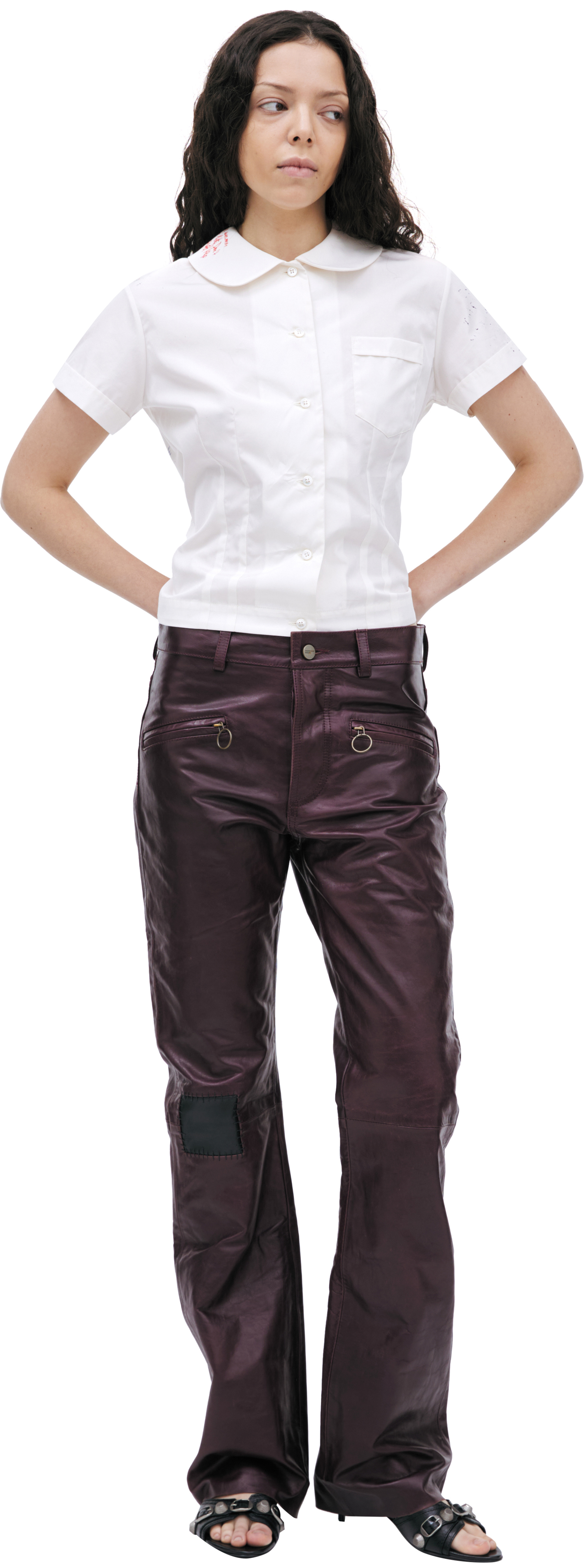 Enfants Riches Déprimés Burgundy leather trousers