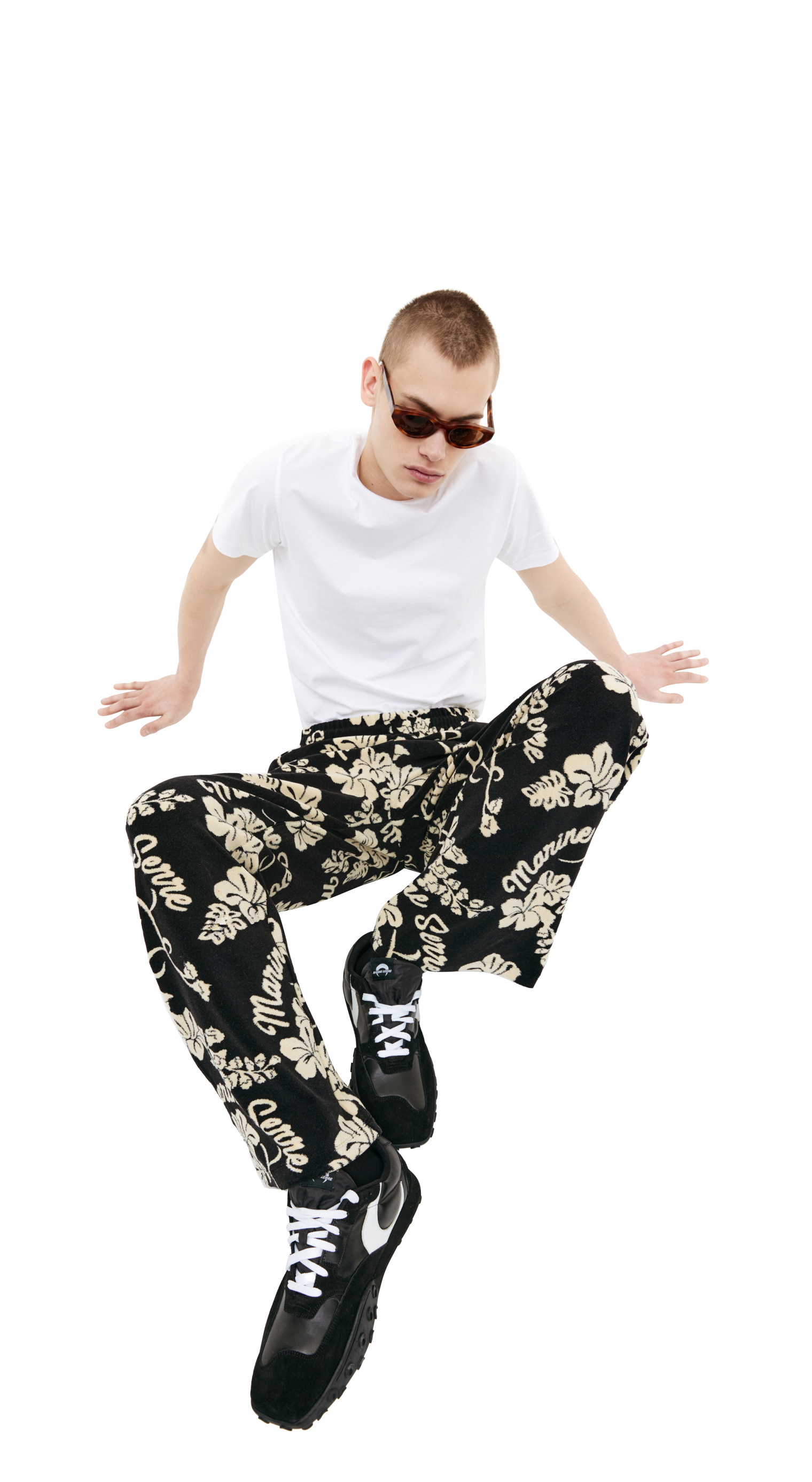 MARINE SERRE Black logo graphic sweatpants