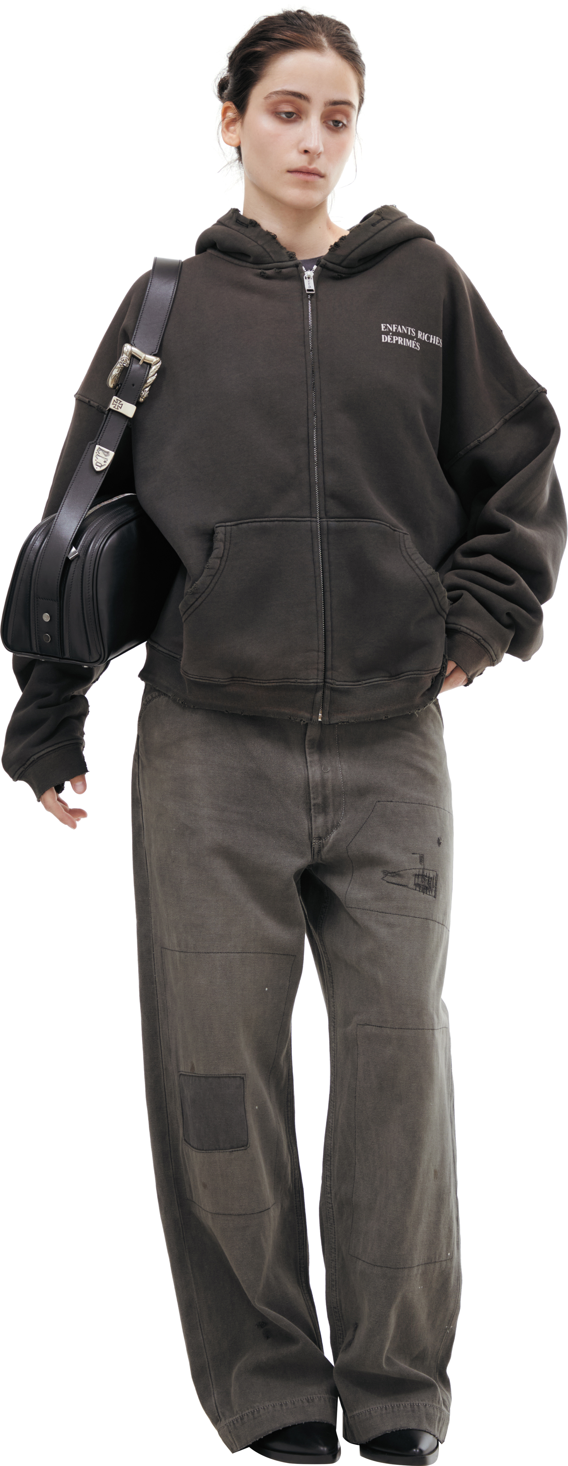 Enfants Riches Déprimés Dark grеy hoodie with distressed details