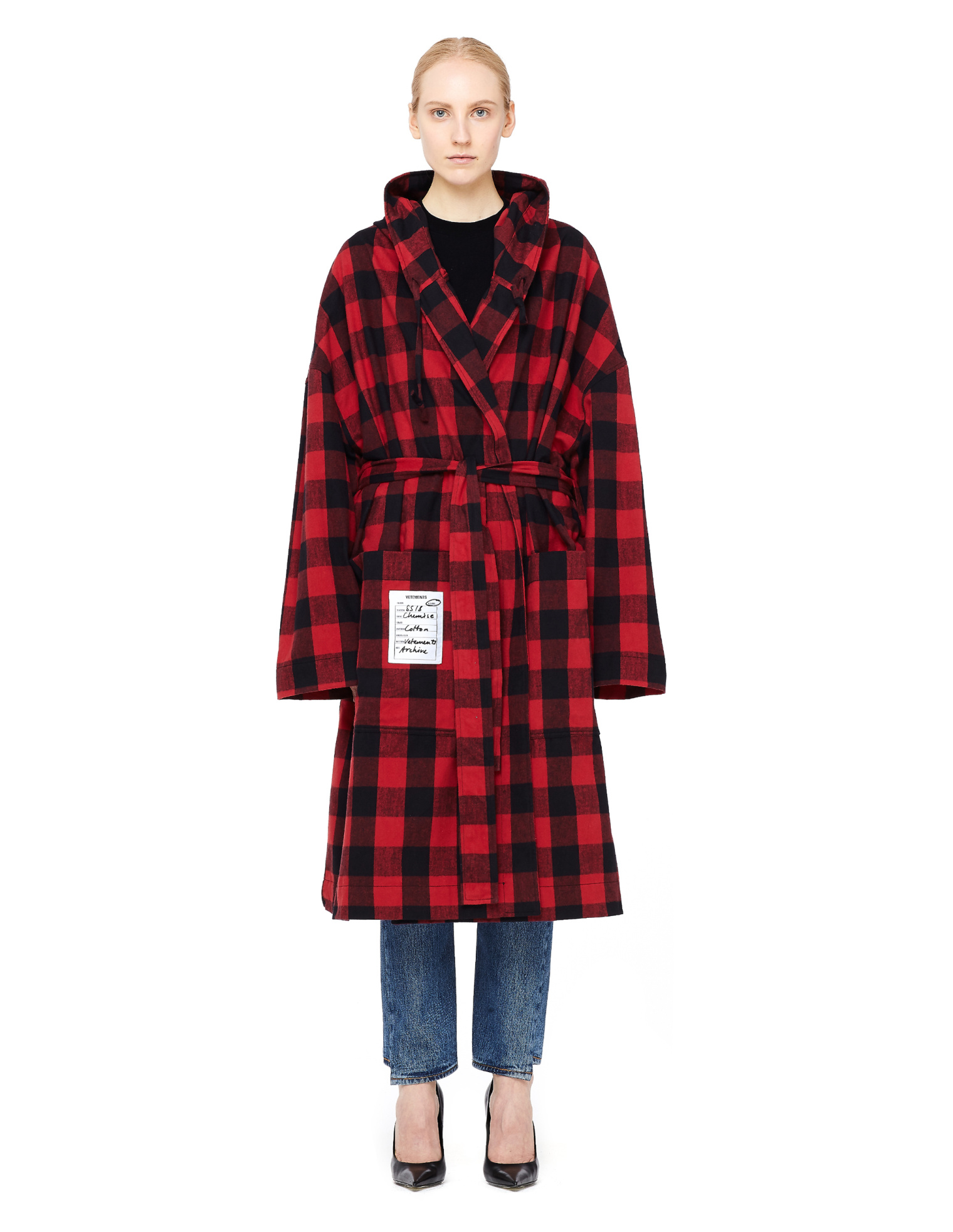 VETEMENTS Фланелевое клетчатое пальто-халат