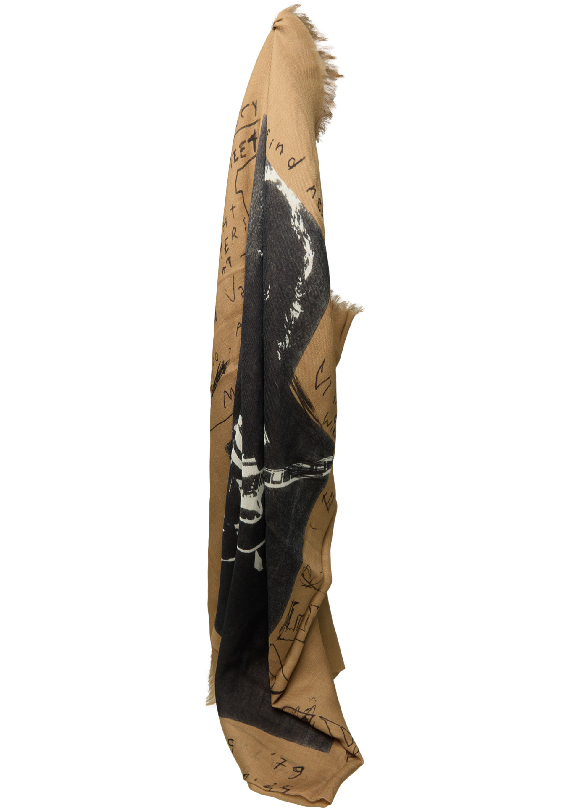 Ann Demeulemeester Scarf with fringe and an abstract print