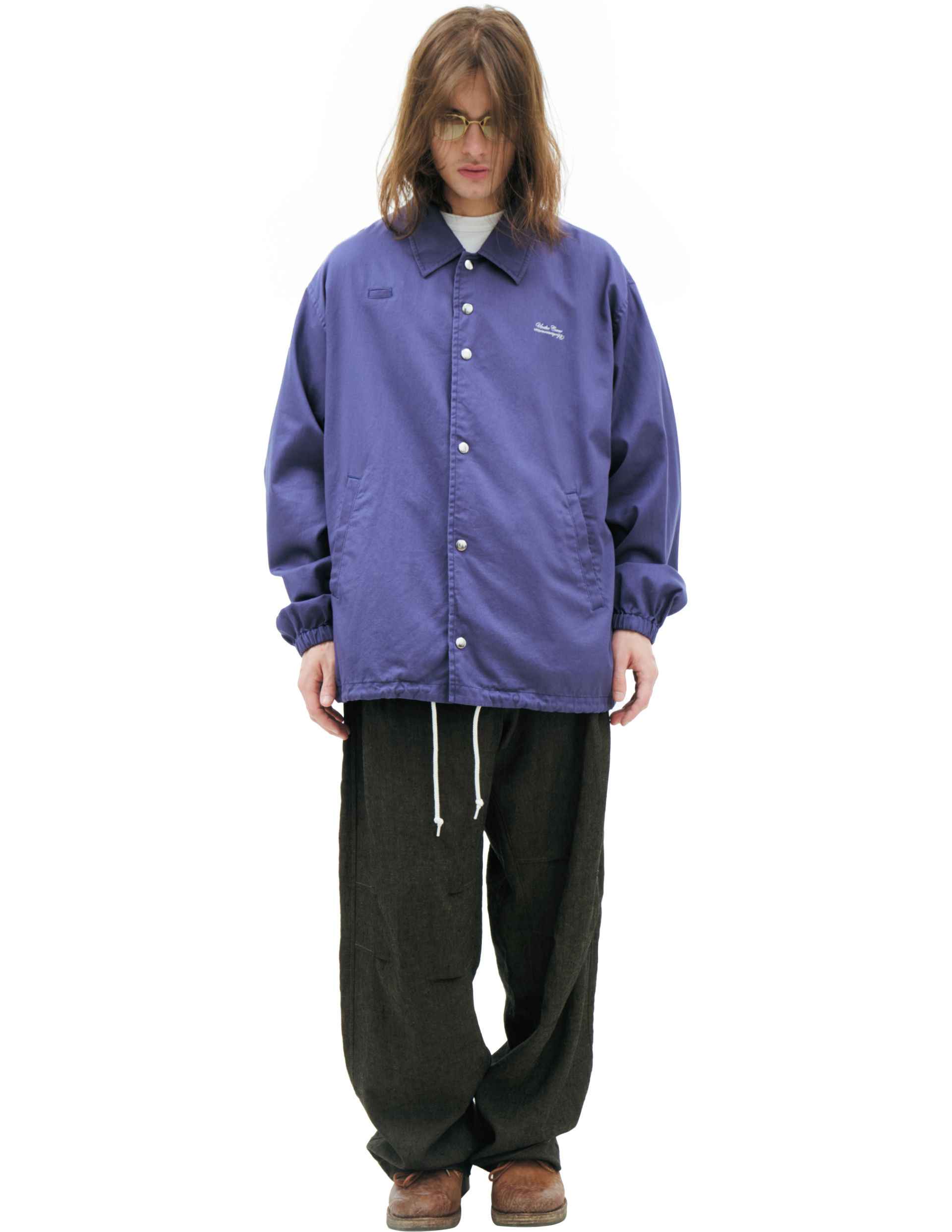 Undercover Куртка-UP1F4204 куртка-рубашка COACH JACKET с лого на груди, кулиска по низу, фиолетовая
