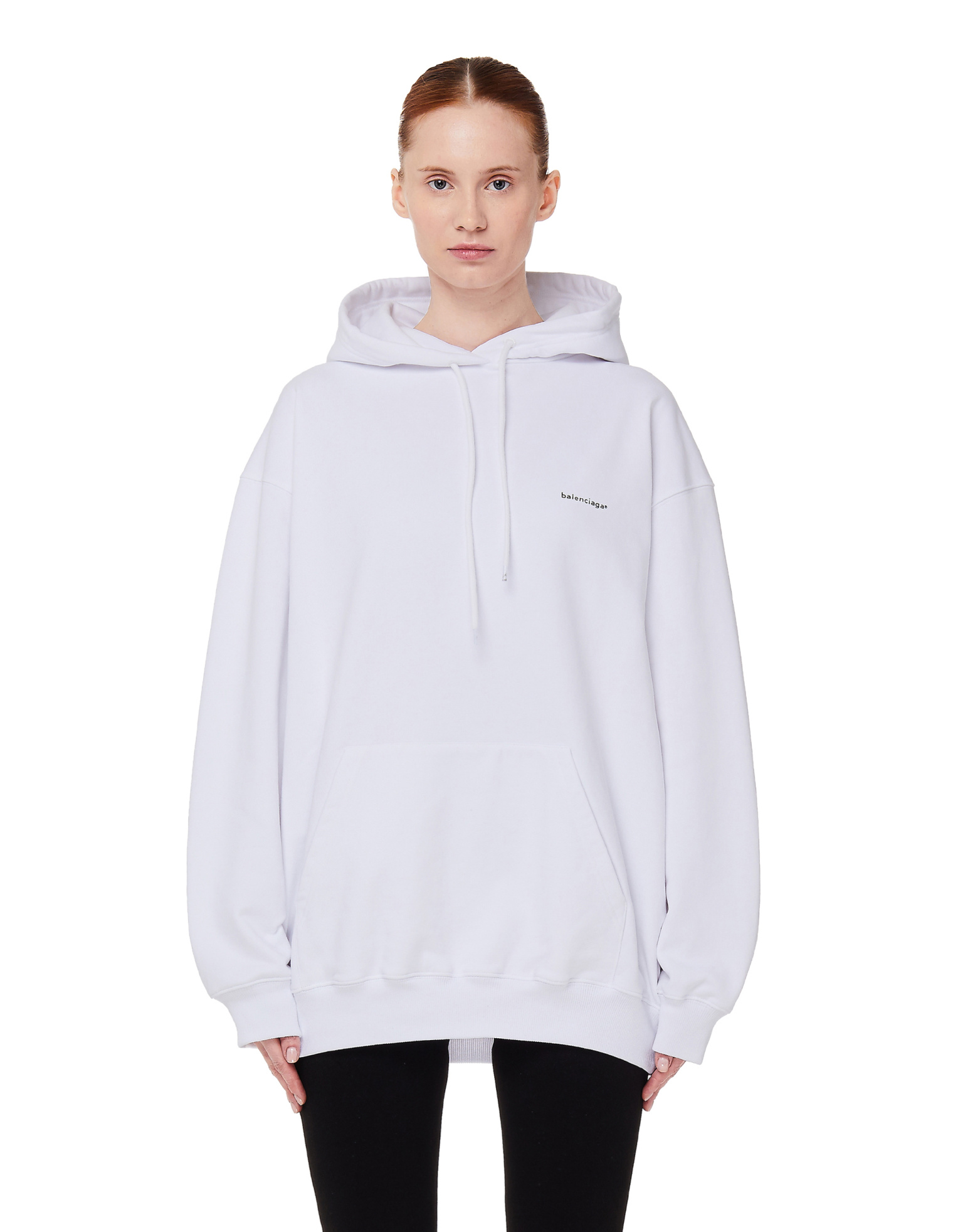 Balenciaga White Cotton Copyright Hoodie
