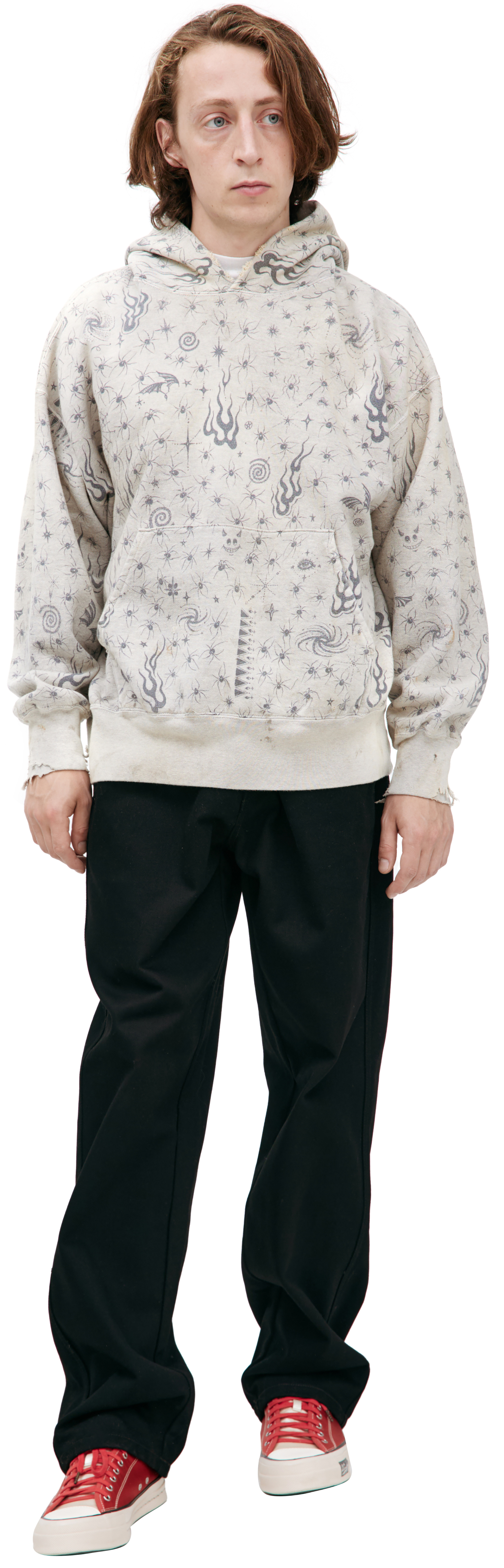 Saint Mxxxxxx Grey monoprint hoodie