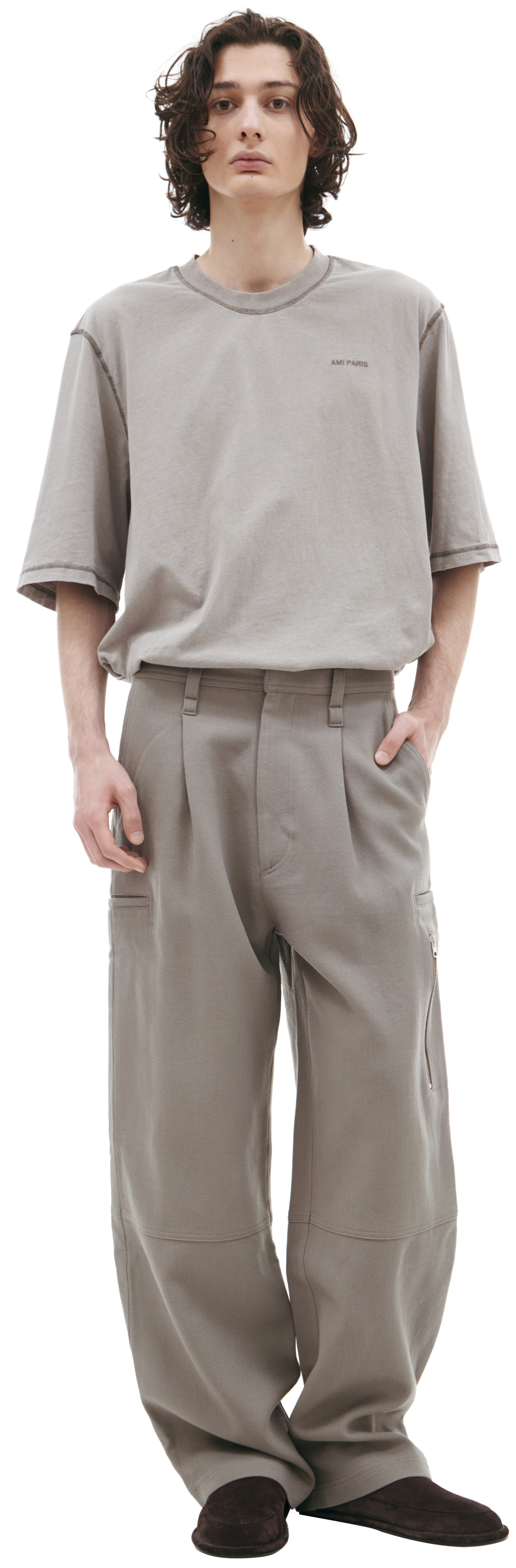 AMI PARIS Grey wool trousers