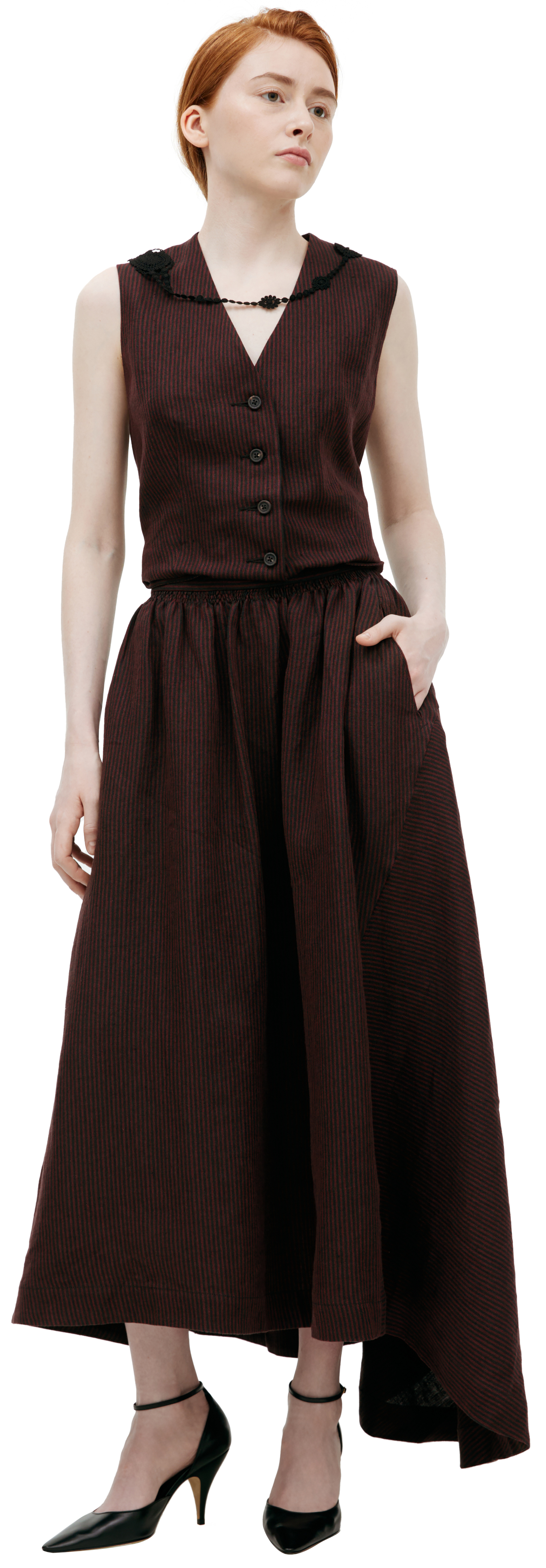 Ziggy Chen Striped midi skirt