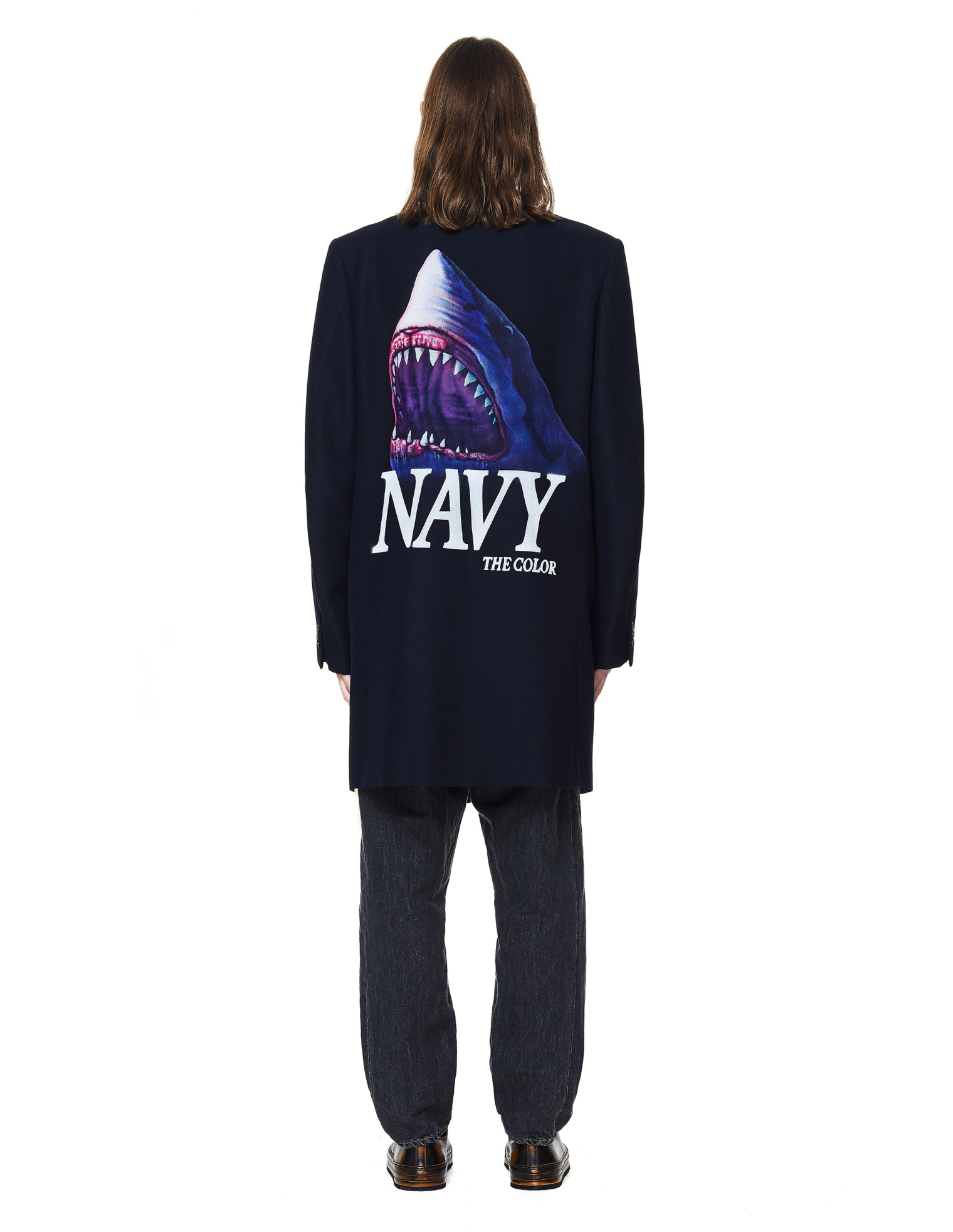 Doublet Navy Blue Jaws Printed Coat