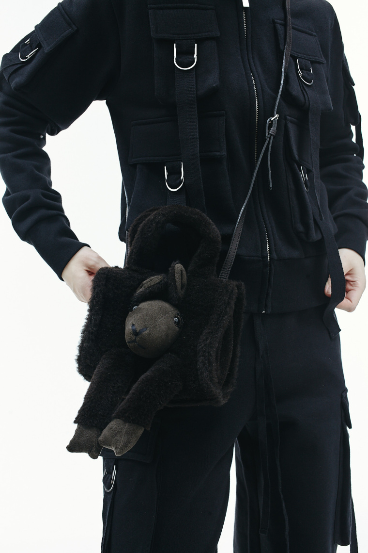 Doublet Black Alpaca Wool Bag
