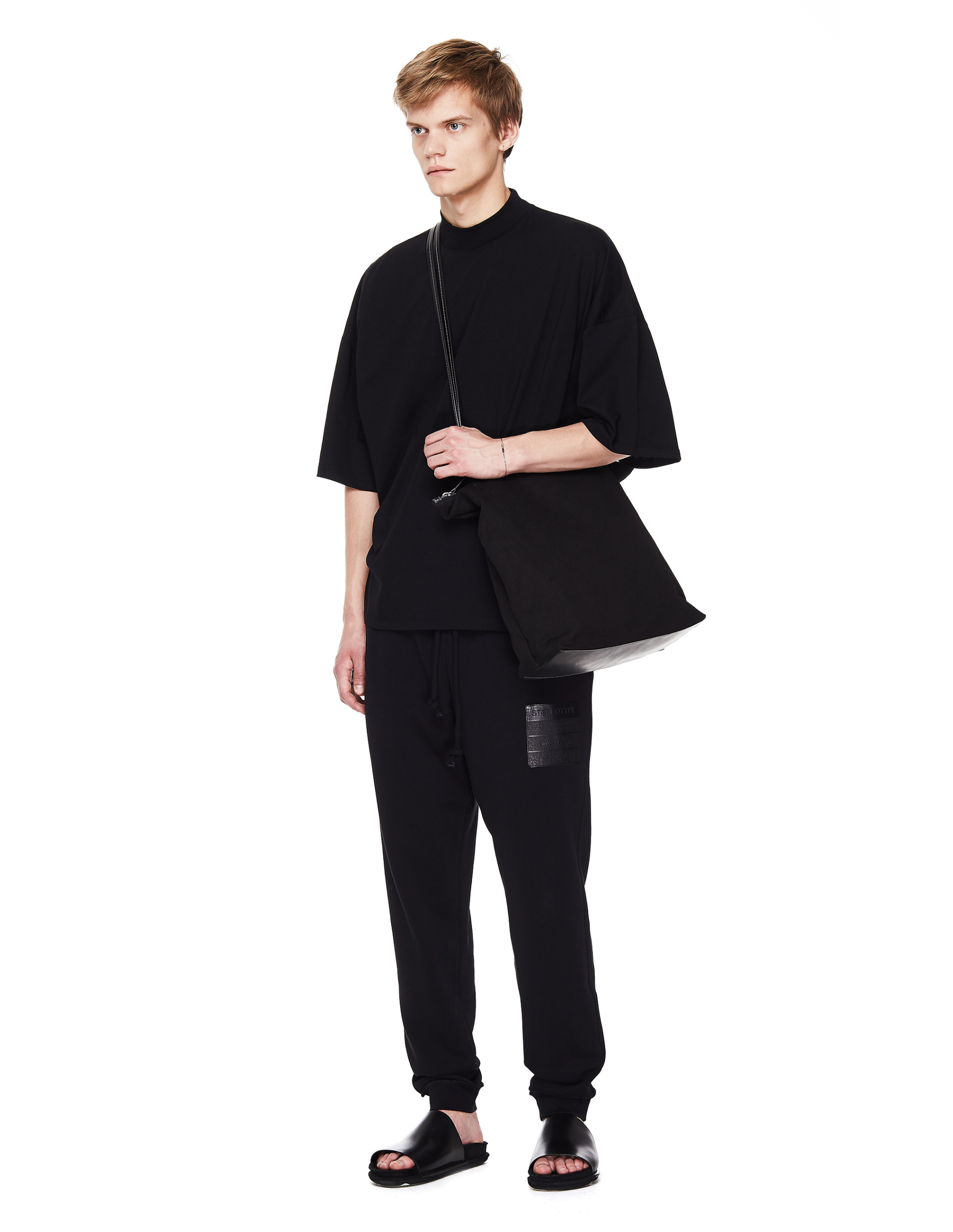 Jil Sander Black Cotton & Linen Shopper Bag