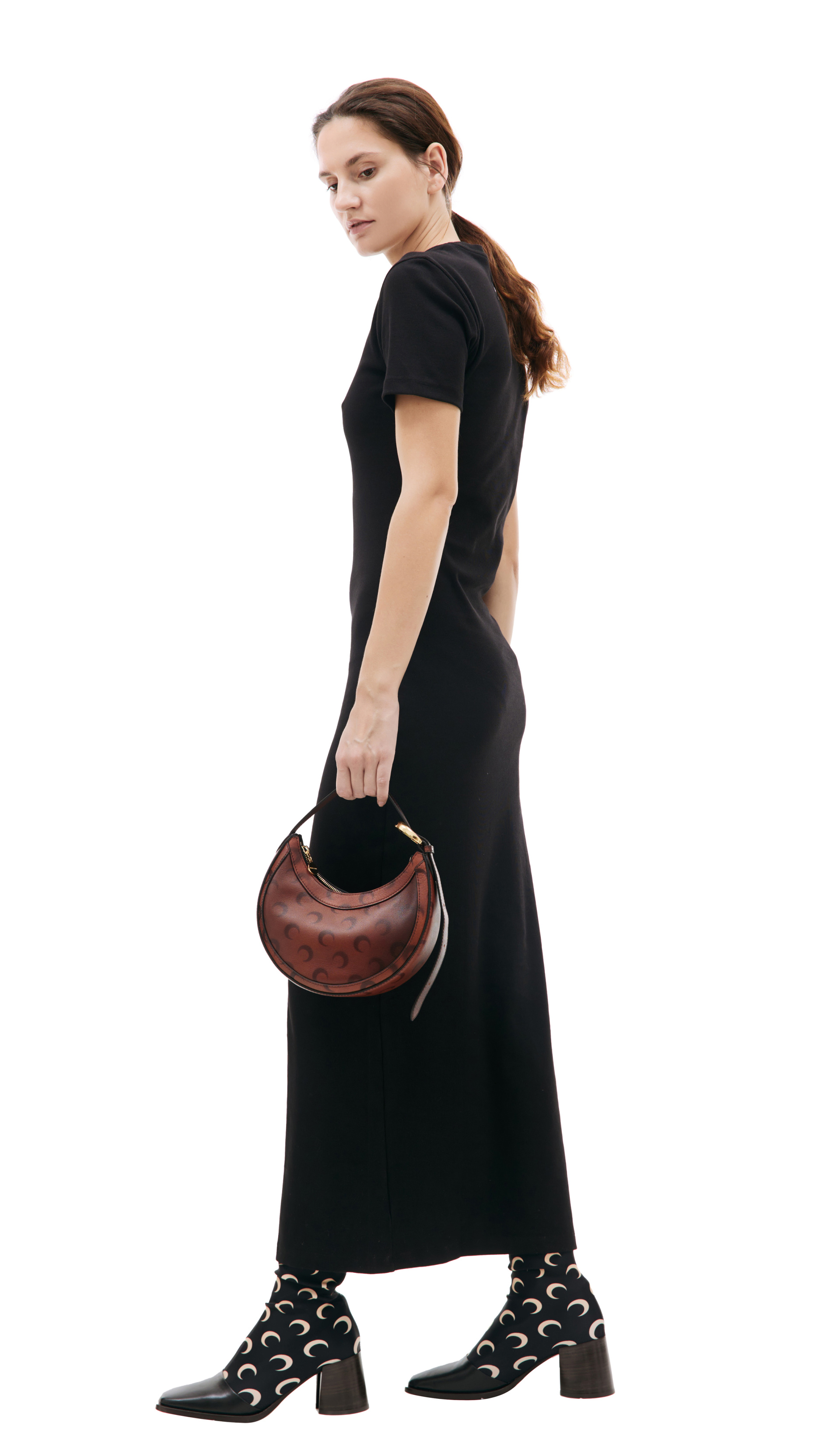 MARINE SERRE Black All Over Moon ankle boots