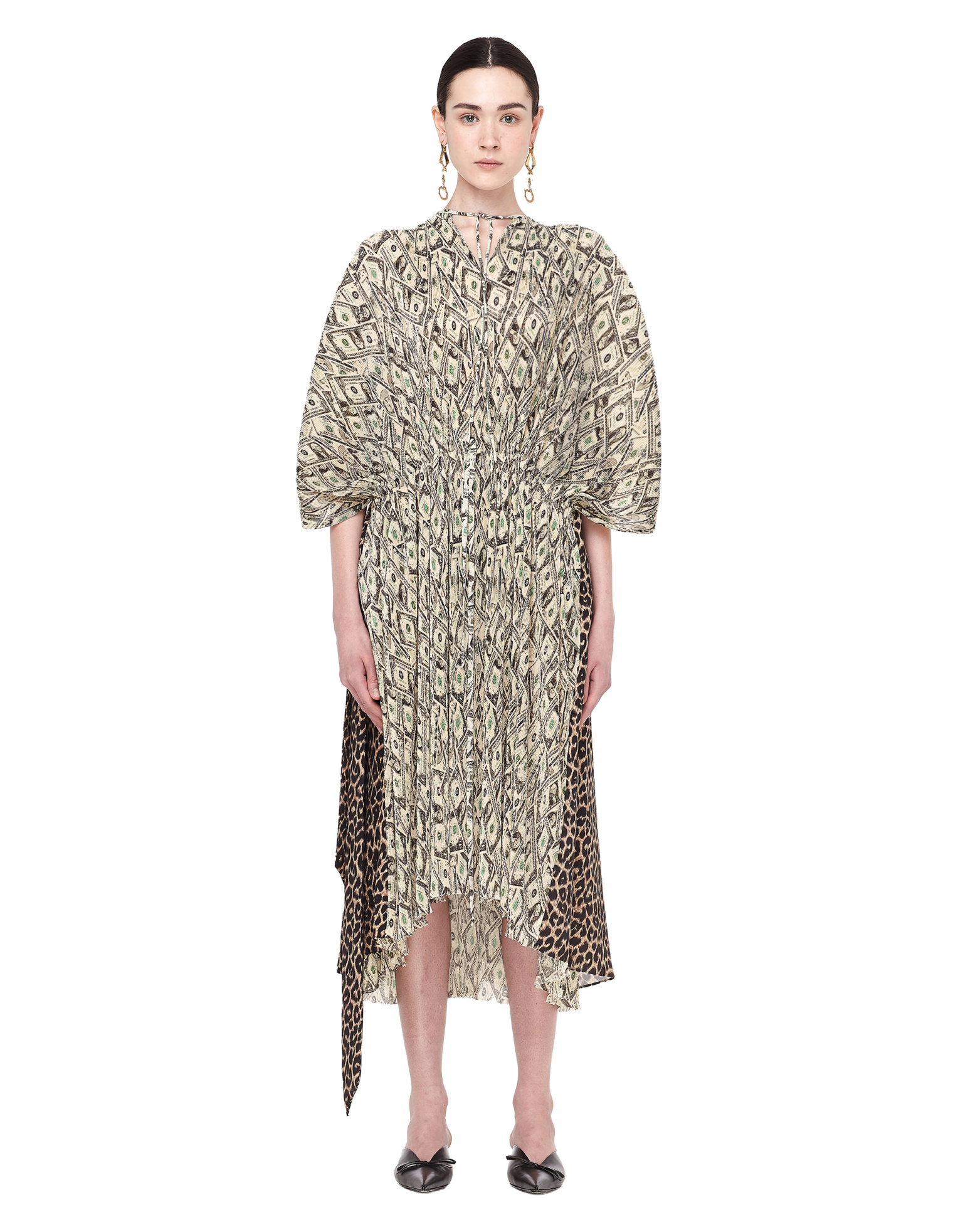 Balenciaga Double Kaftan Printed Dress