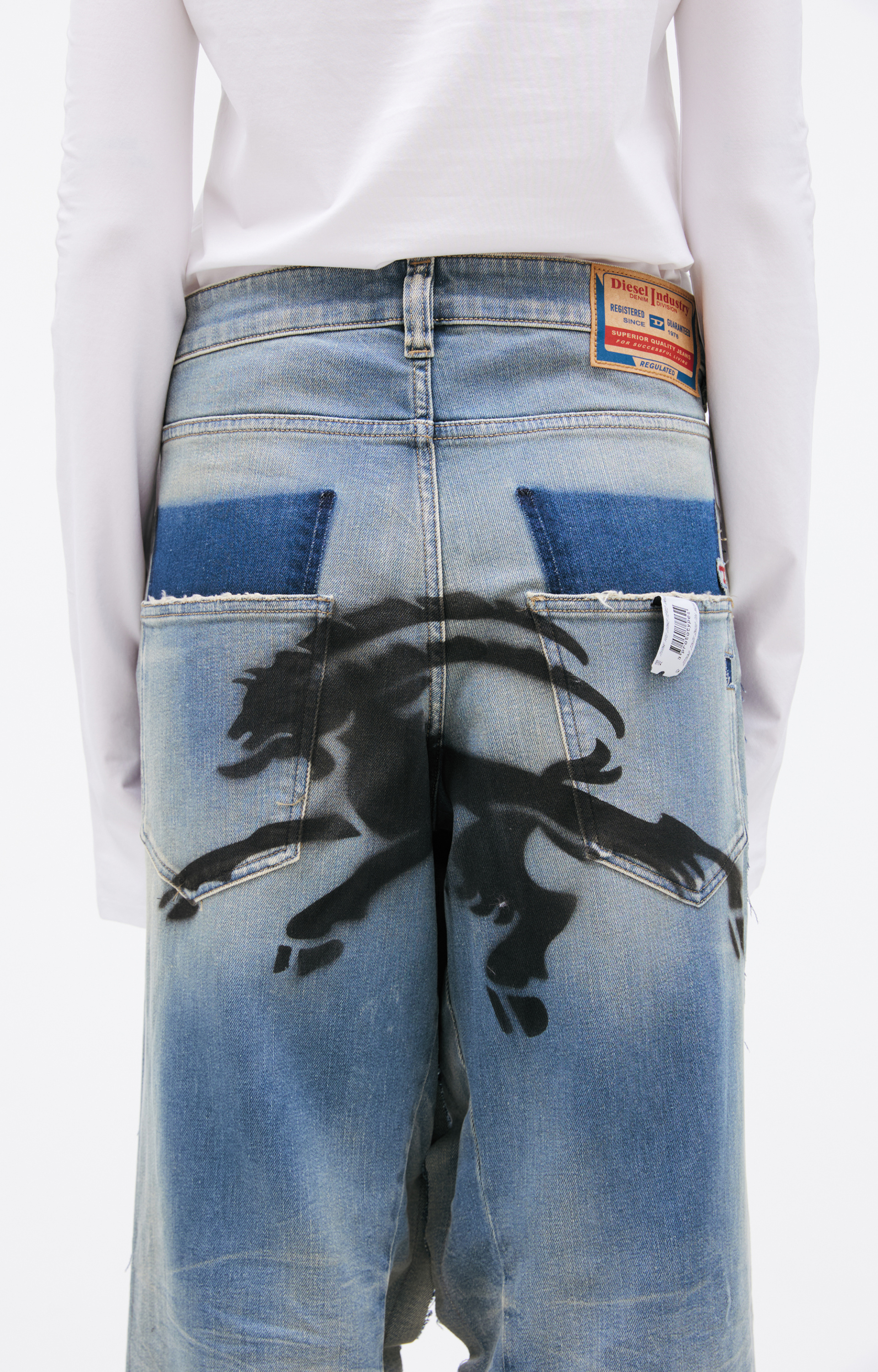 PROTOTYPES Wide jeans with paint effect