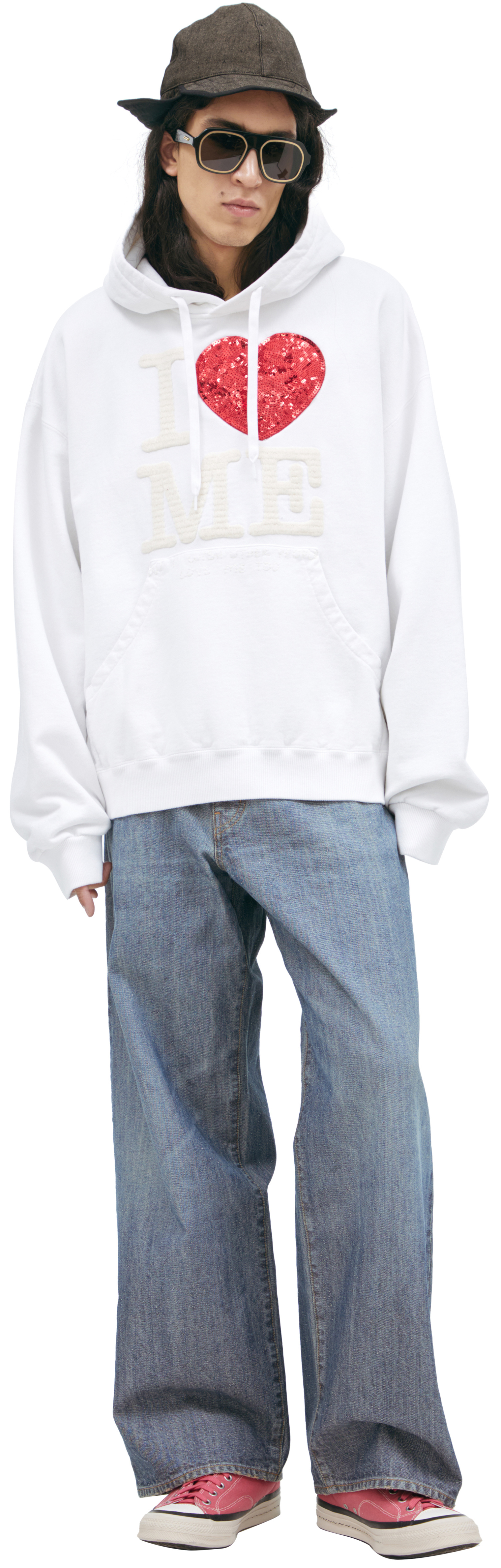 Buy Doublet men white hoodie 'i love me' for $343 online on SV77