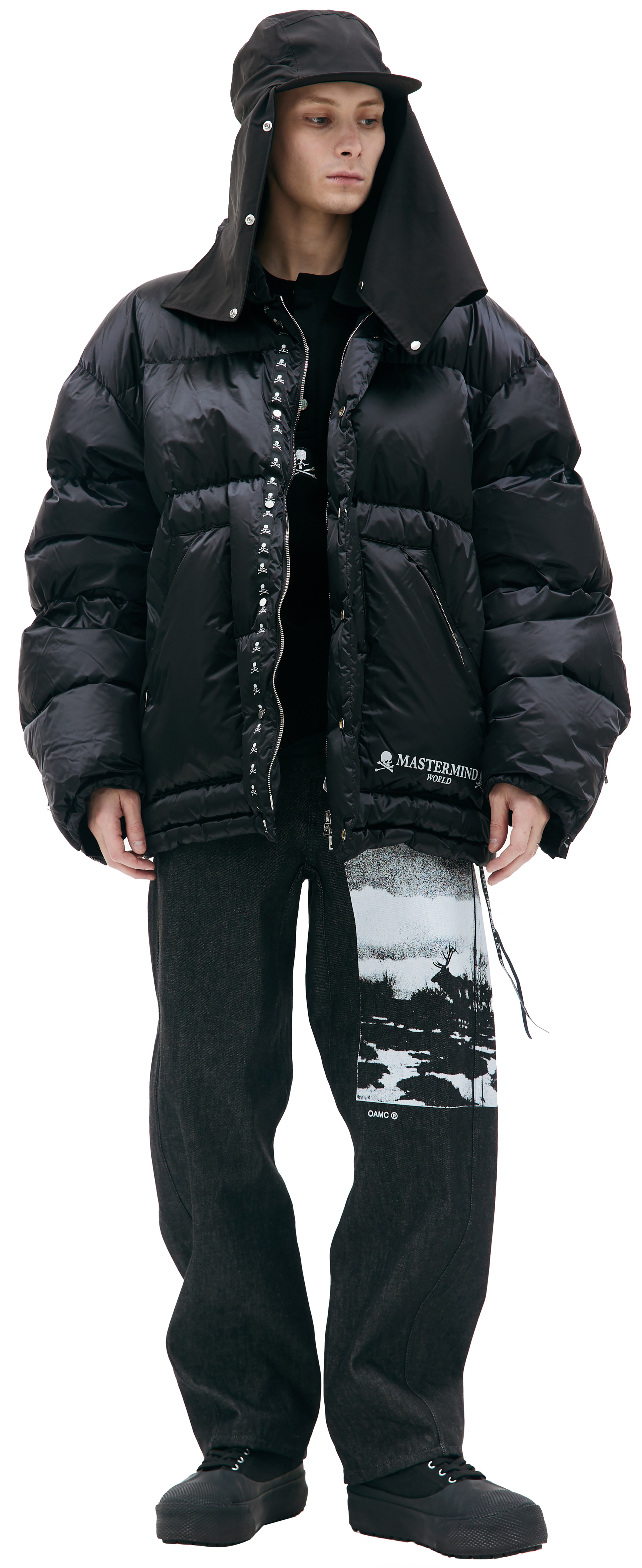 Mastermind WORLD Black logo down jacket
