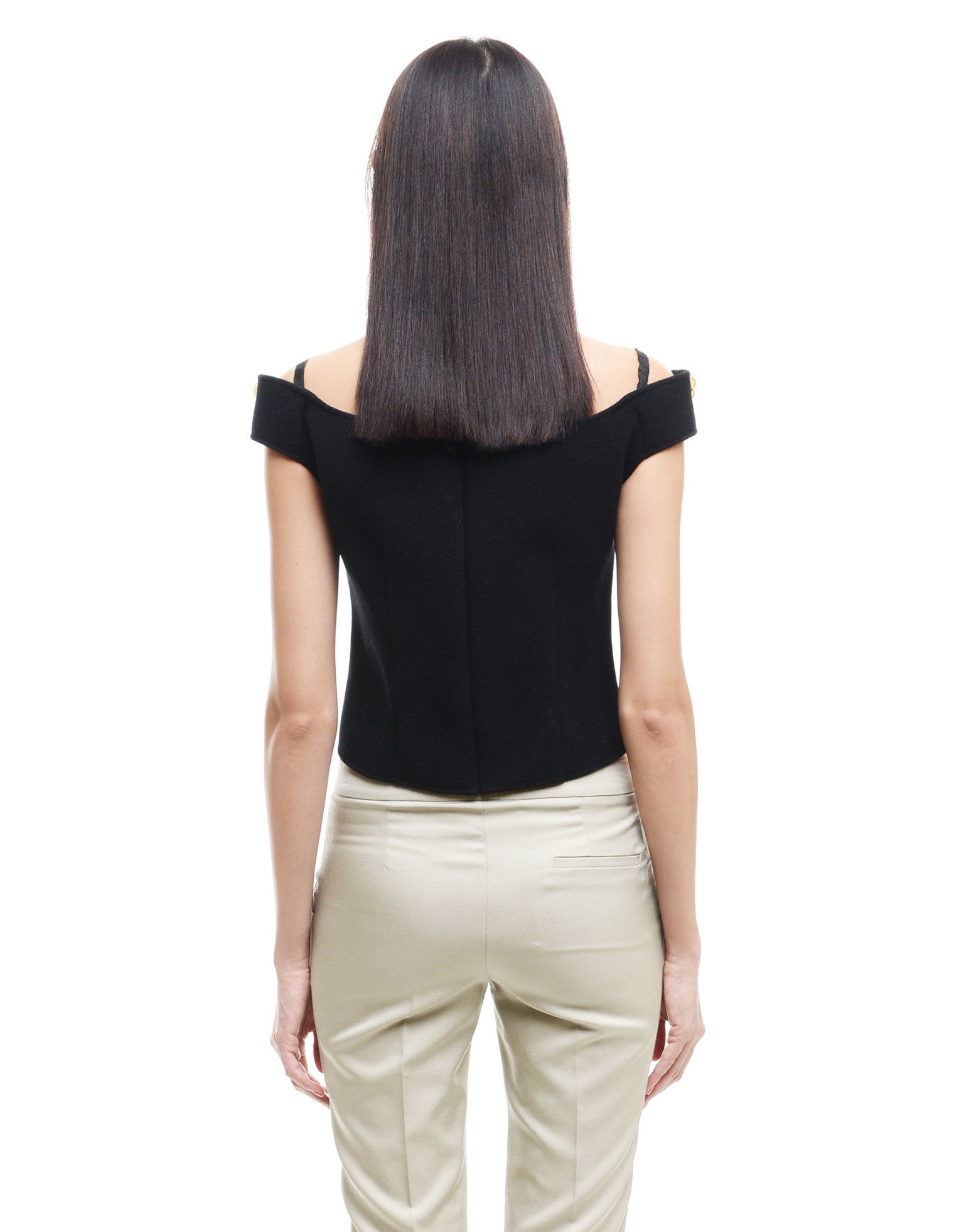 Simone Rocha Embroidered Cold Shoulders Tailored Top