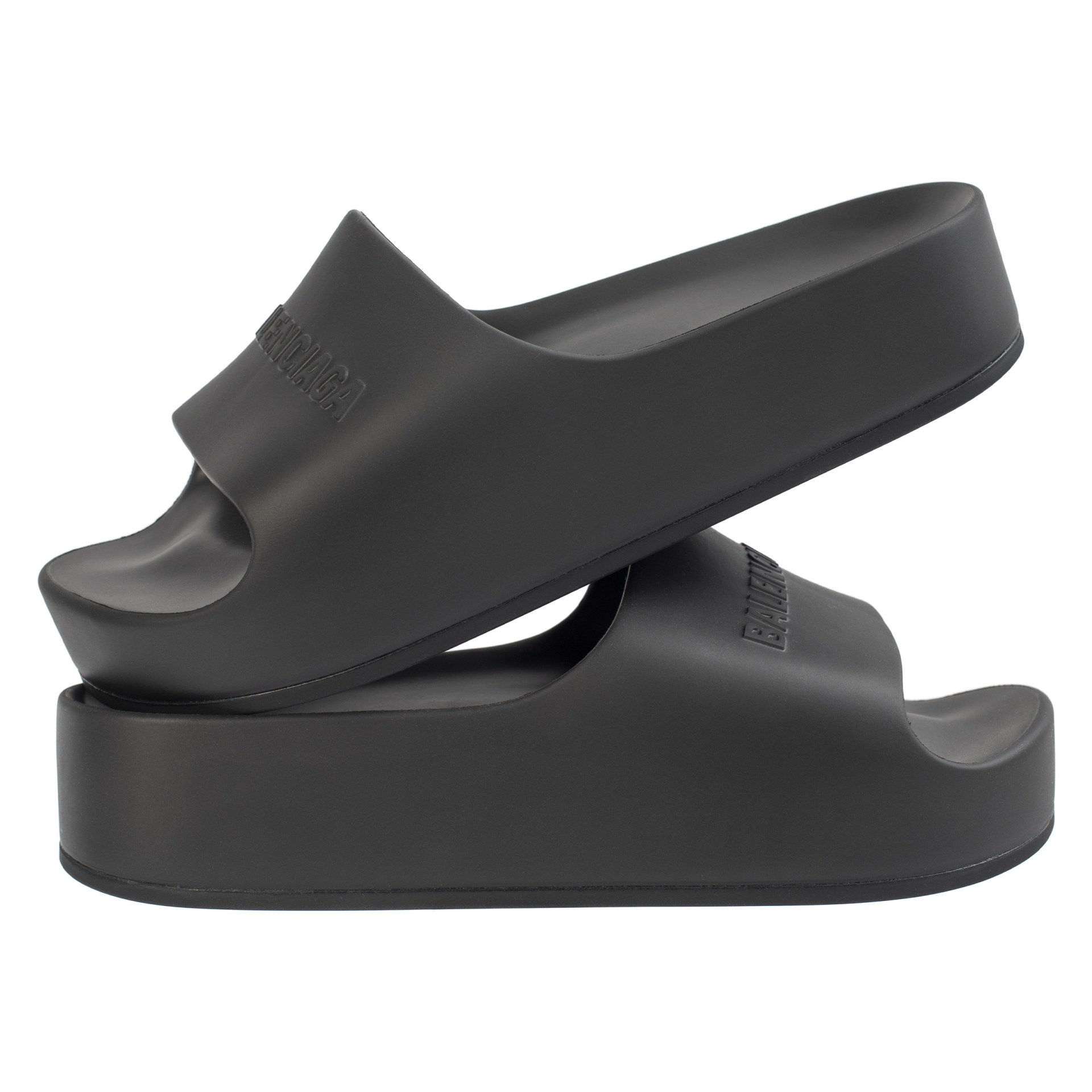 balenciaga platform slides black