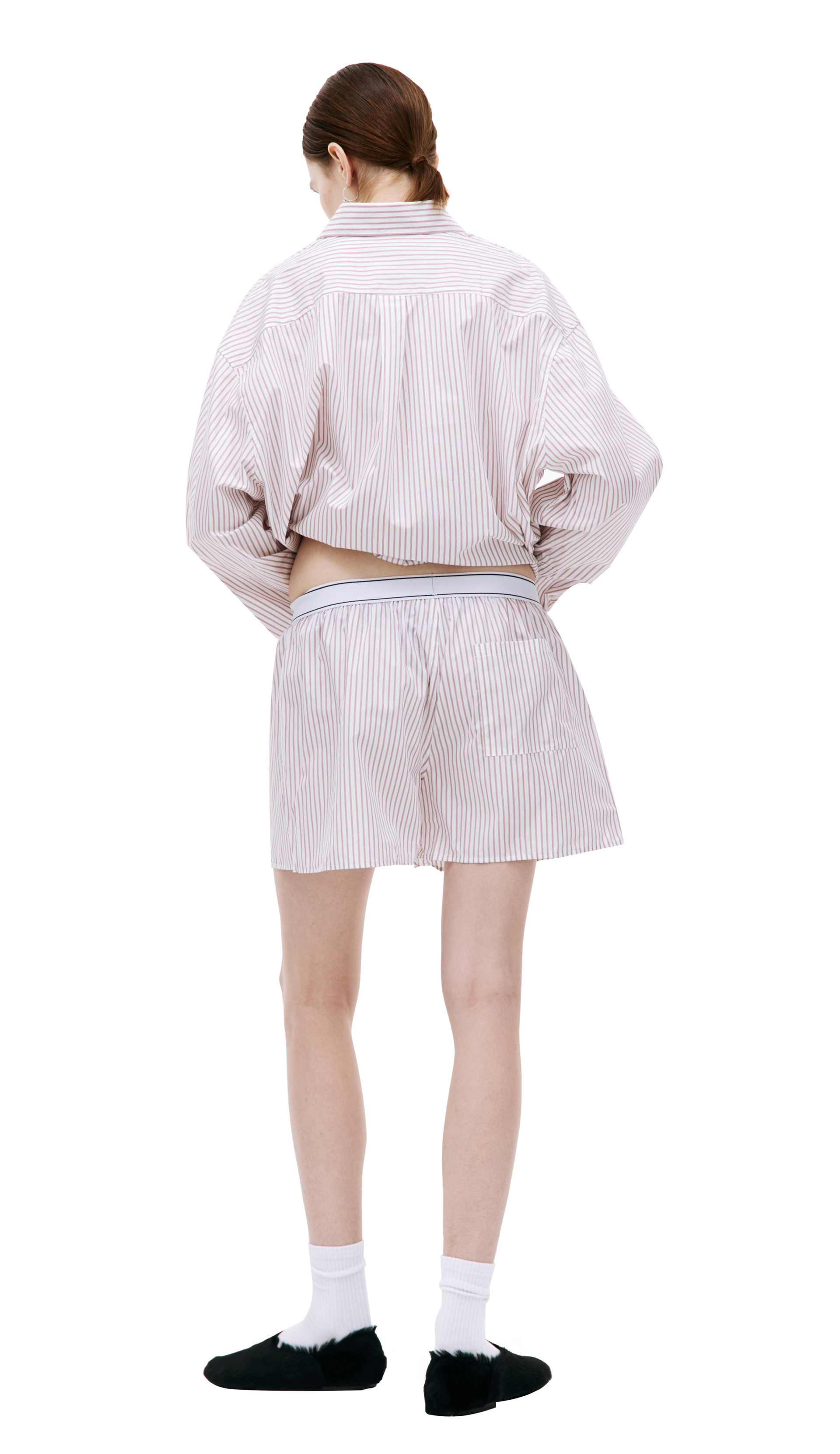 SPORTY & RICH Striped cotton shorts