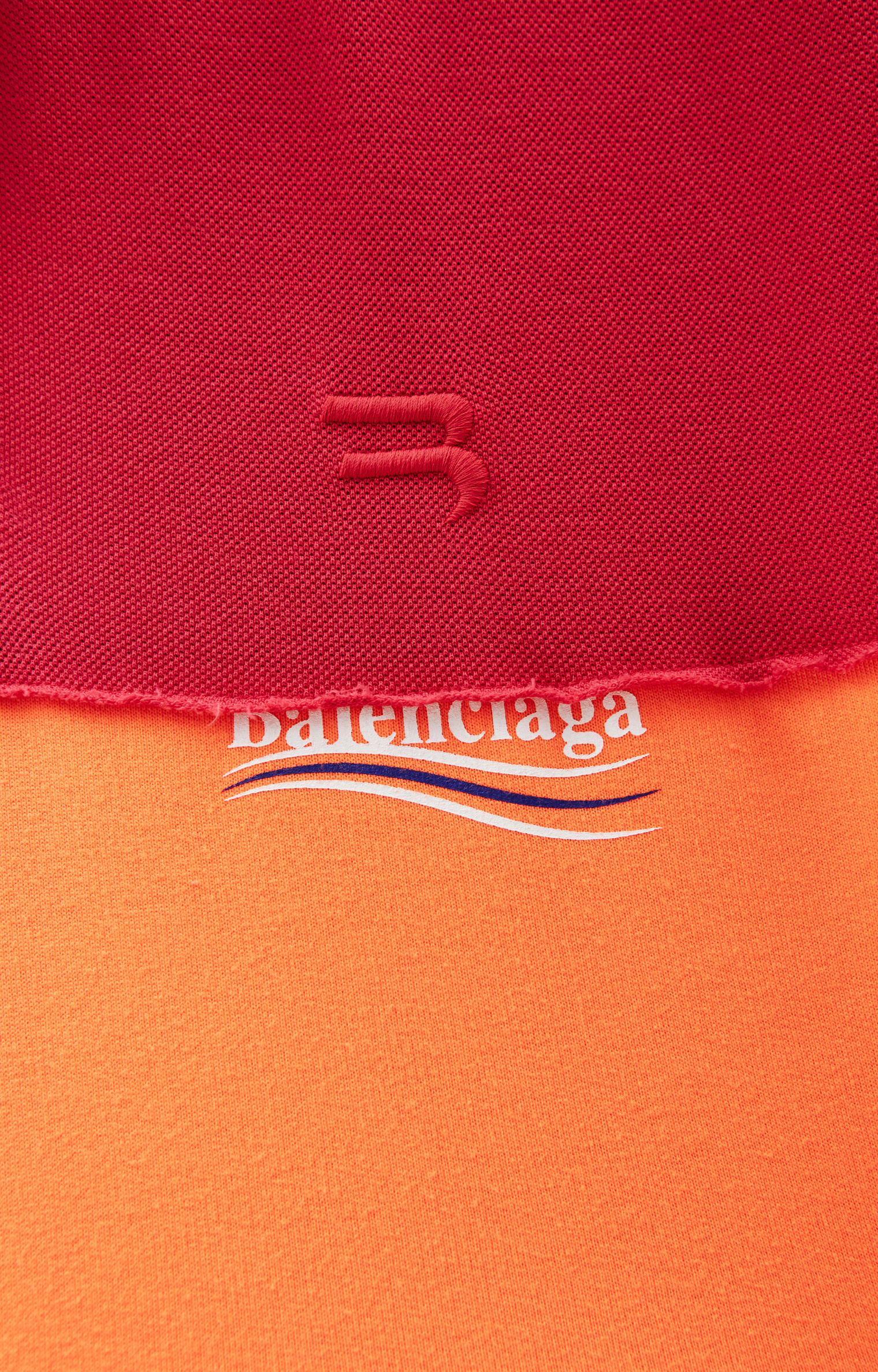Balenciaga Красно-оранжевое поло с длинным рукавом