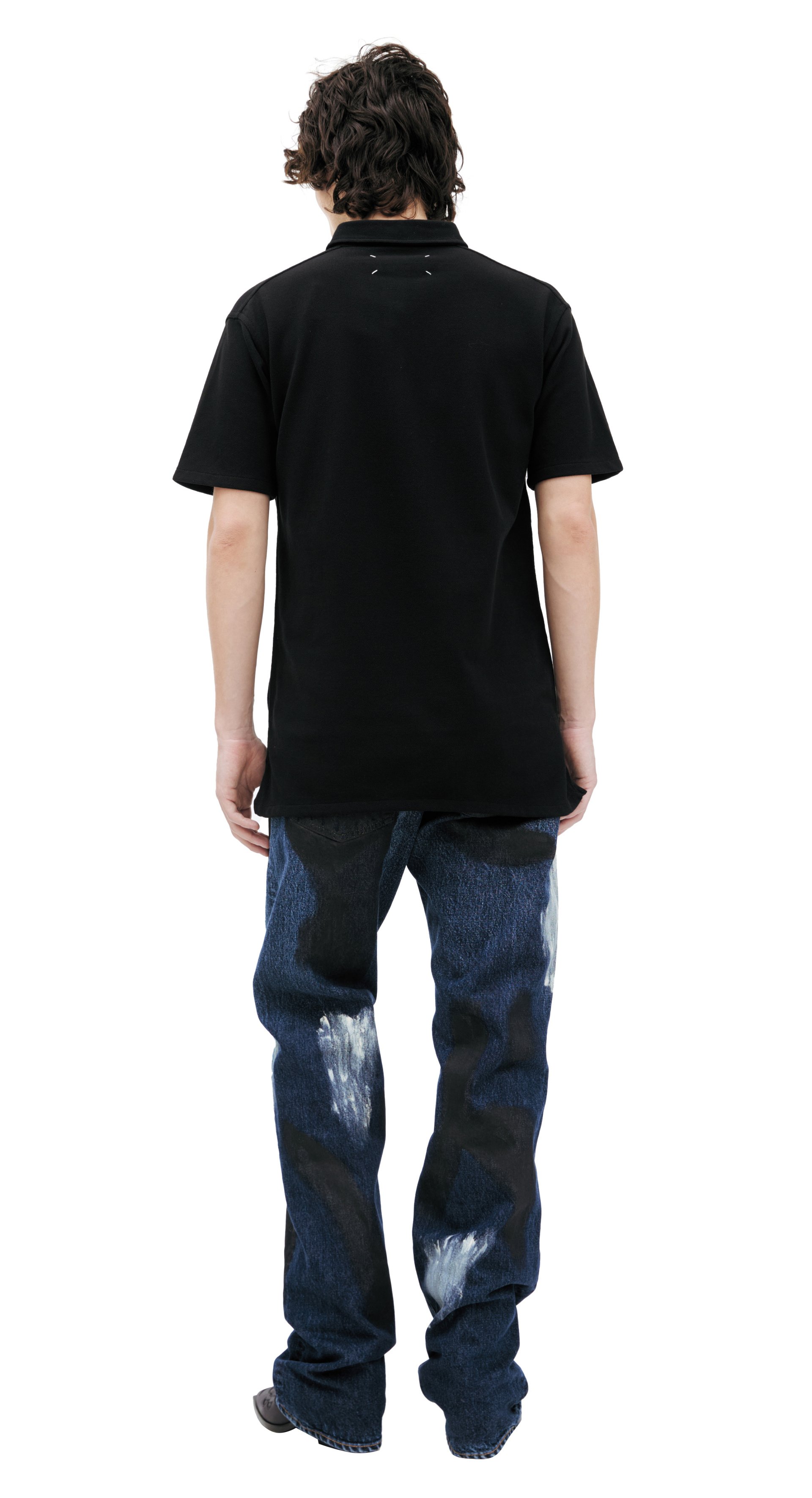 Maison Margiela Black polo with stitches
