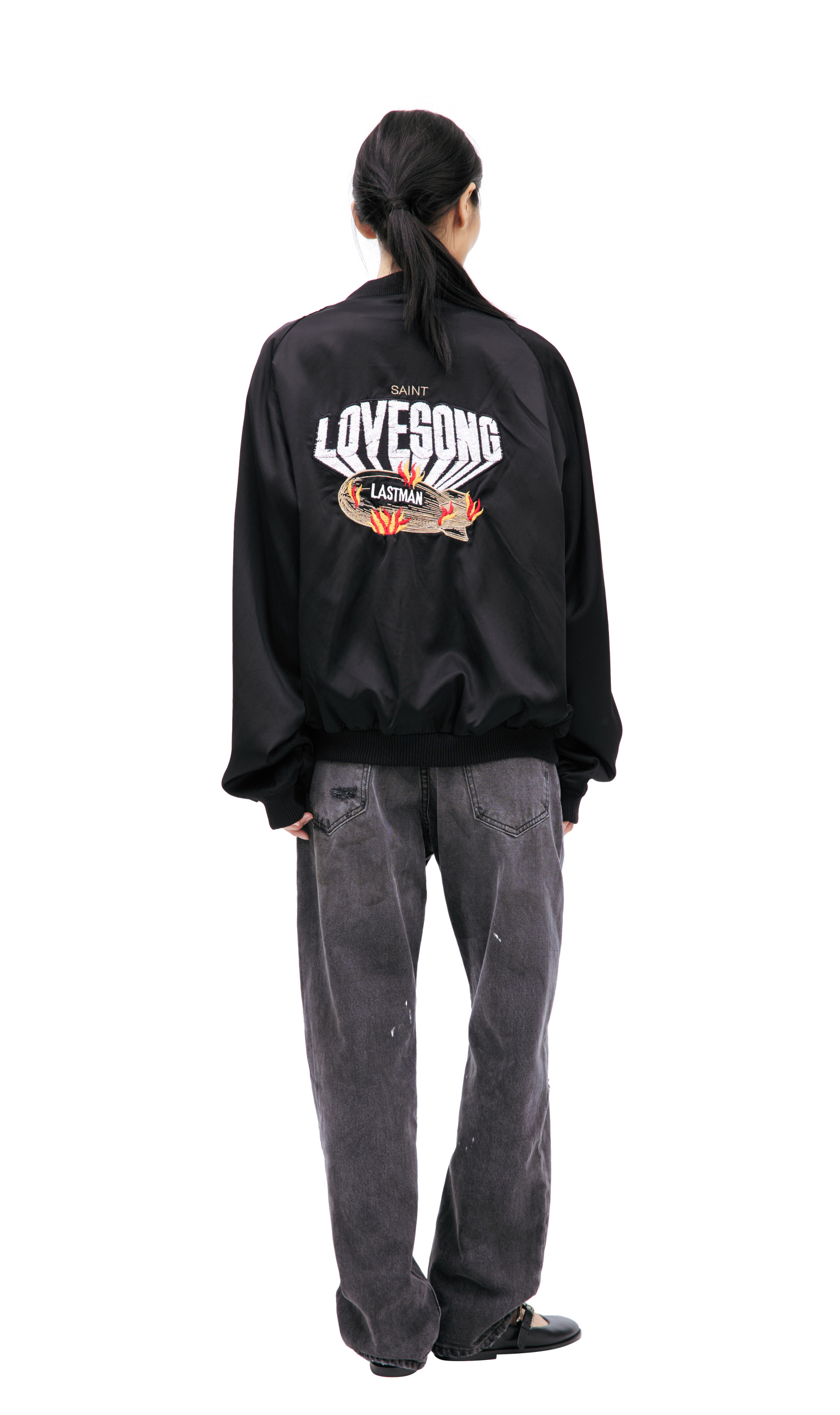 Saint Mxxxxxx Black bomber jacket with buttons