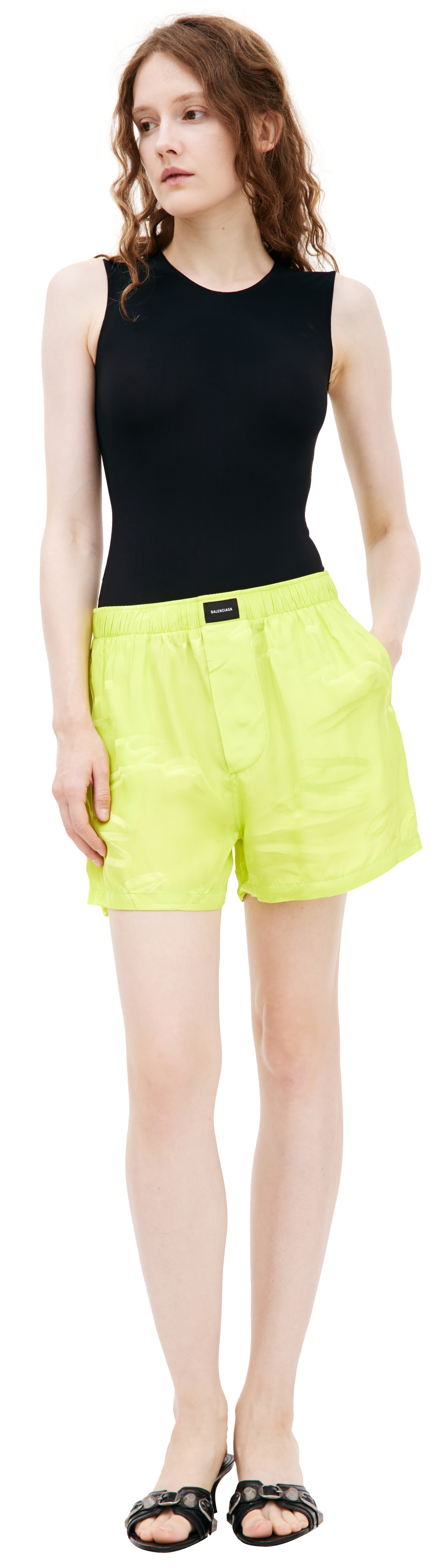 Balenciaga Green logo shorts