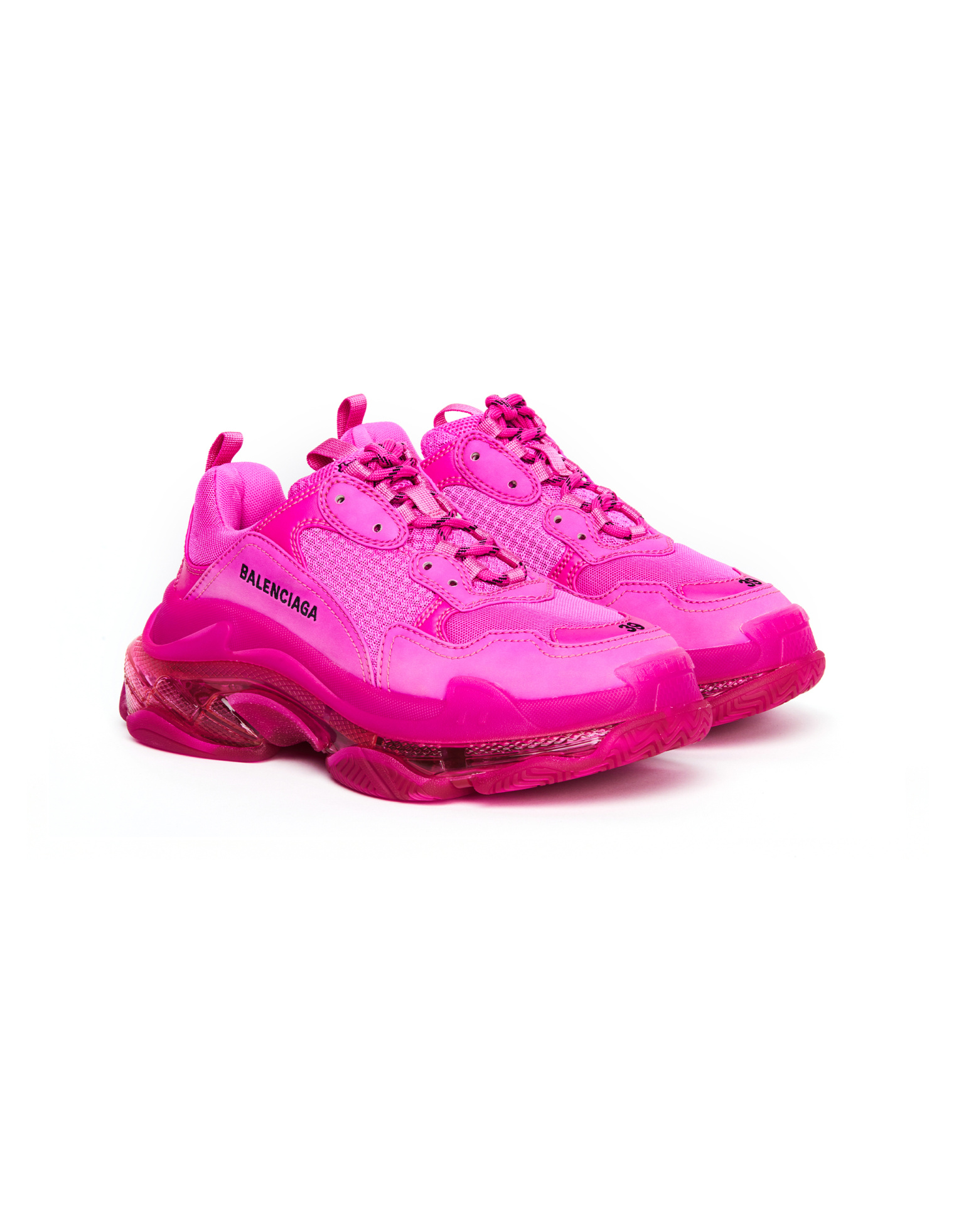 Balenciaga Pink Triple S Clear Sole Sneakers