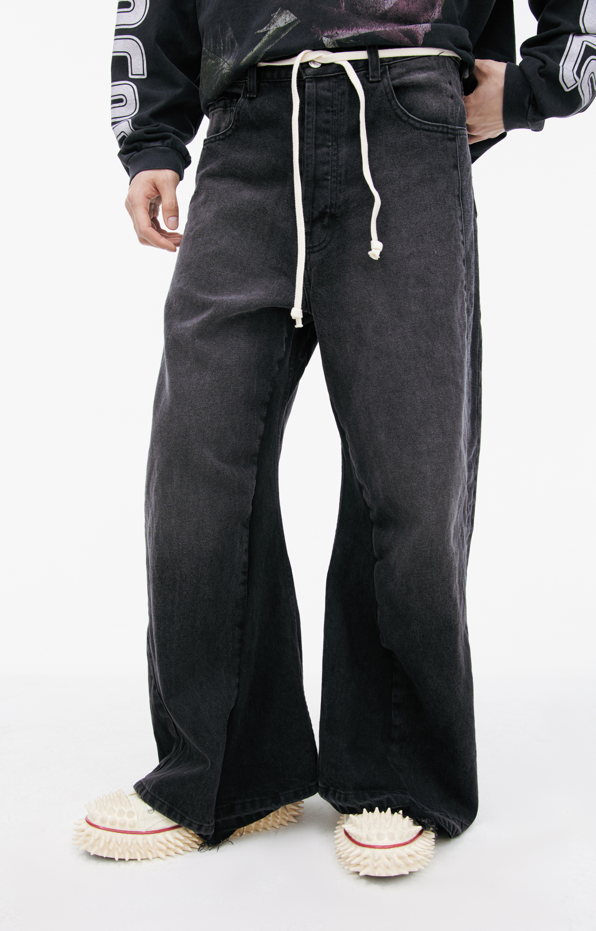 RRR123 Grey flared jeans