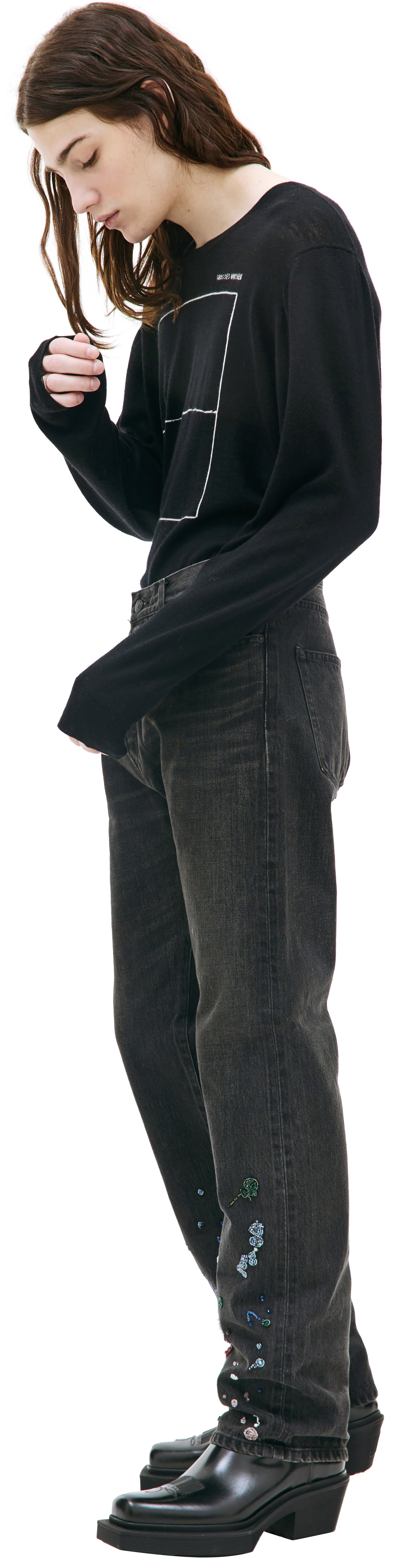 Undercover Drip bead embroidery jeans