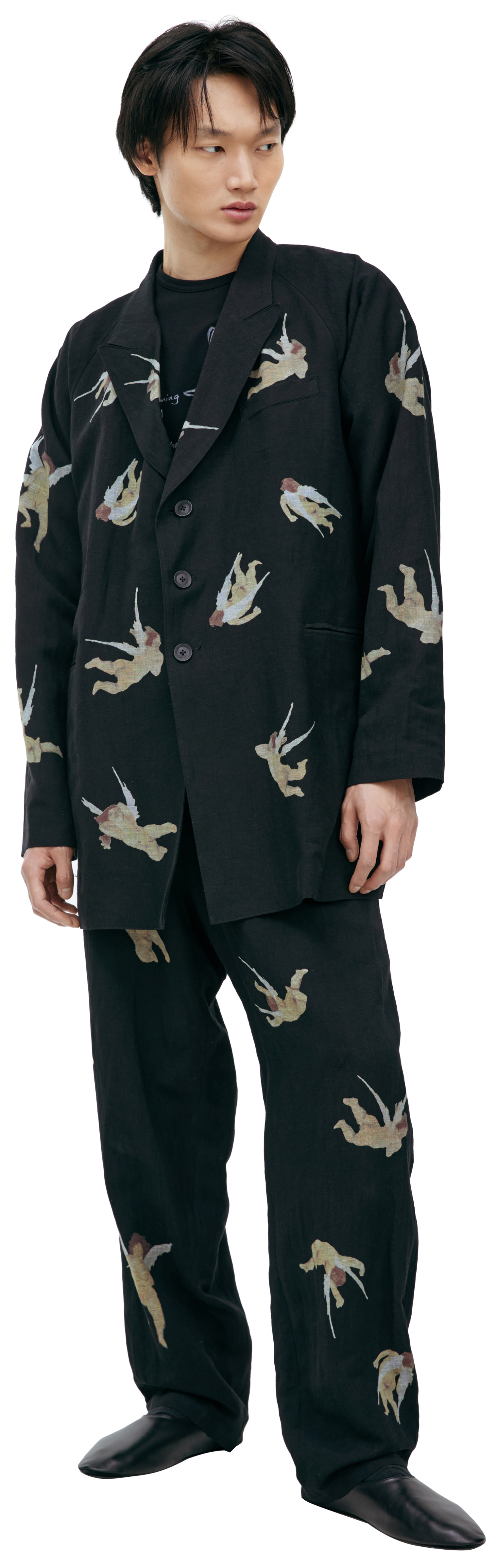 Yohji Yamamoto Monoprint single-breasted blazer