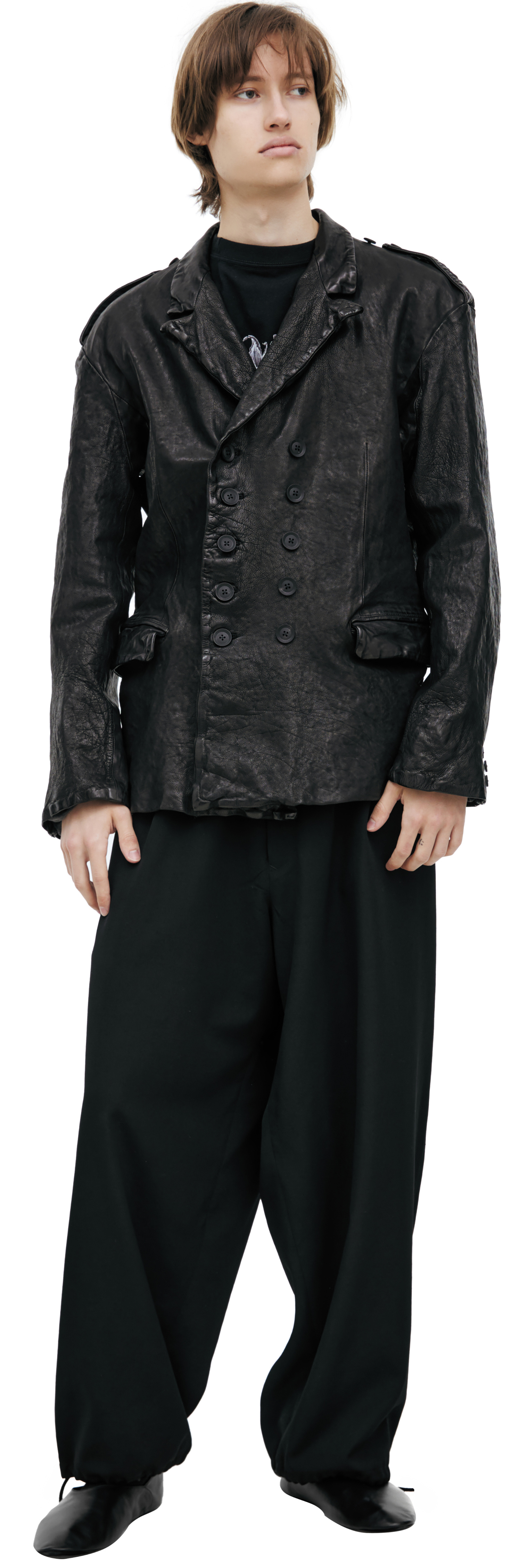 Yohji Yamamoto Leather jacket with buttons