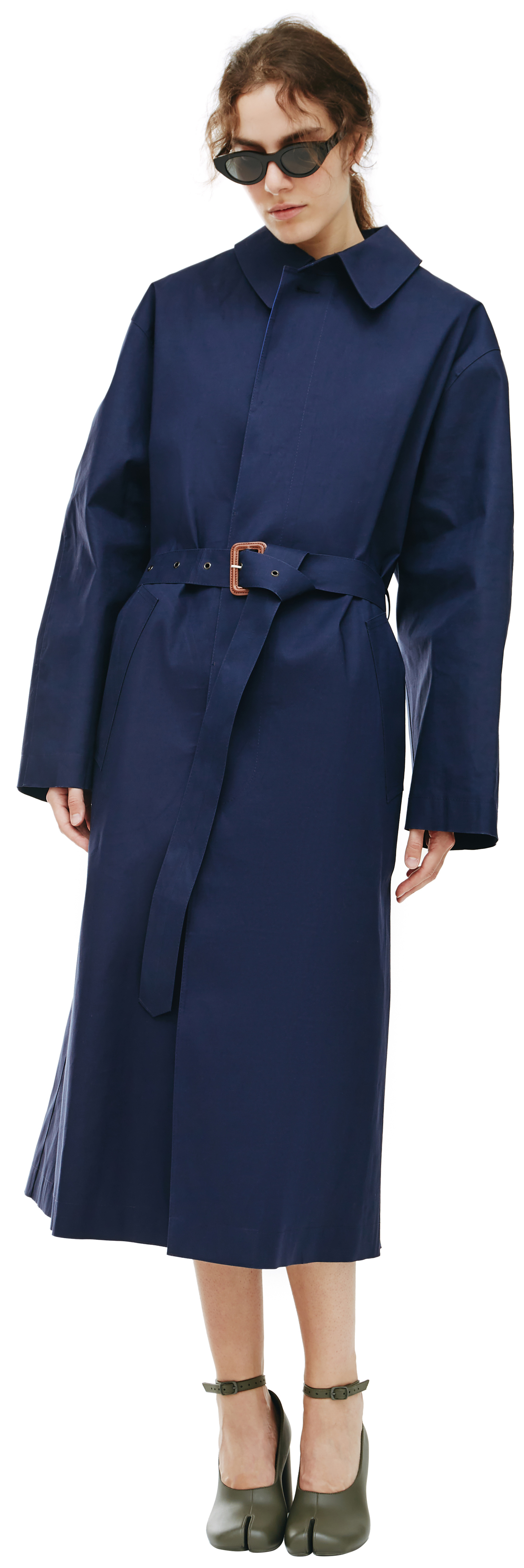 Maison Margiela Navy Blue Cotton Mackintosh Coat