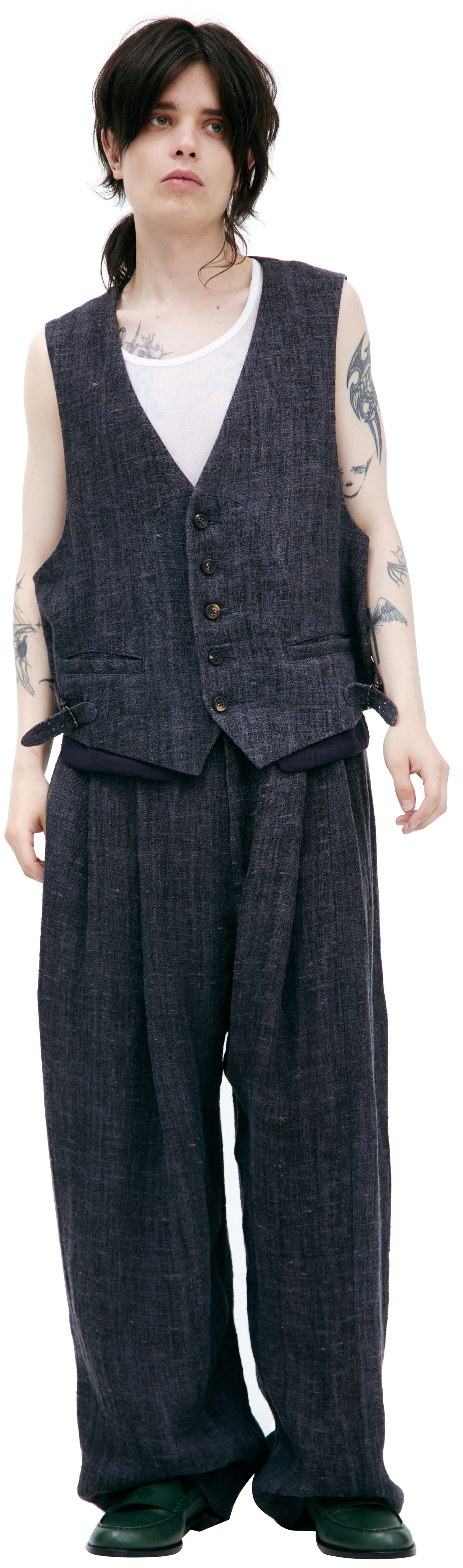 Ziggy Chen Linen vest with buttons
