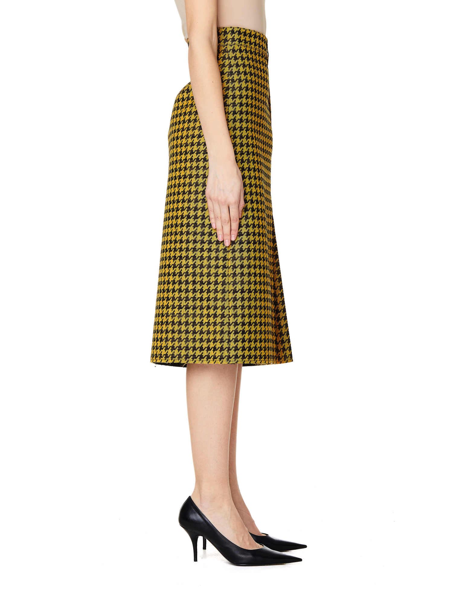 Balenciaga Wool Checked Pencil Skirt