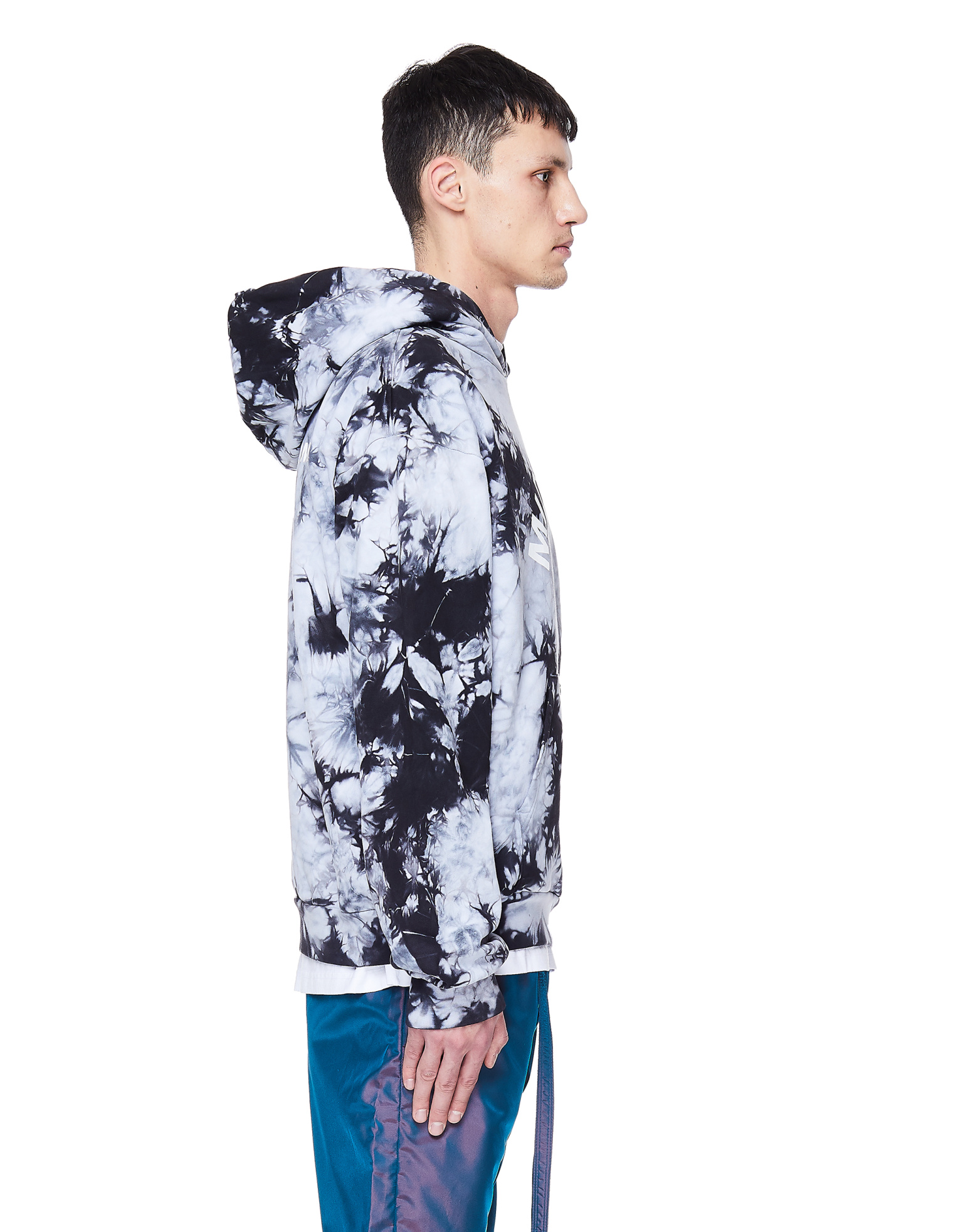 Midnight Studios Black Cotton Tie-Dye Logo Hoodie