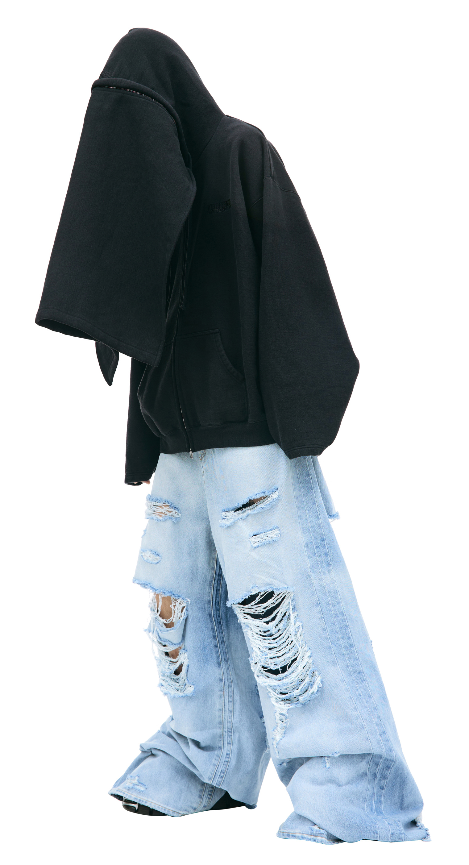 VETEMENTS Black zip up hoodie