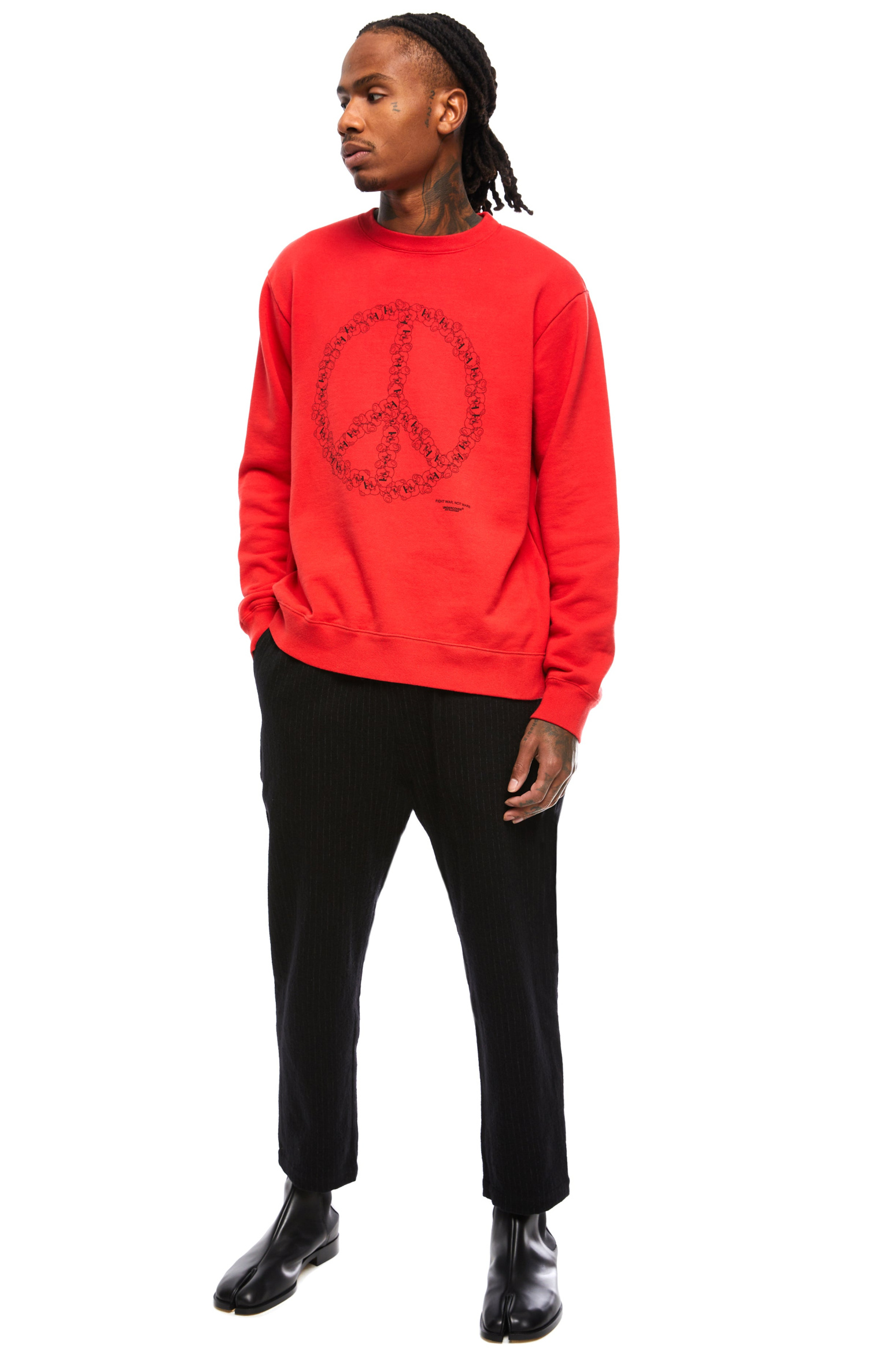 Undercover Peace Sign Sweatshirt in Red