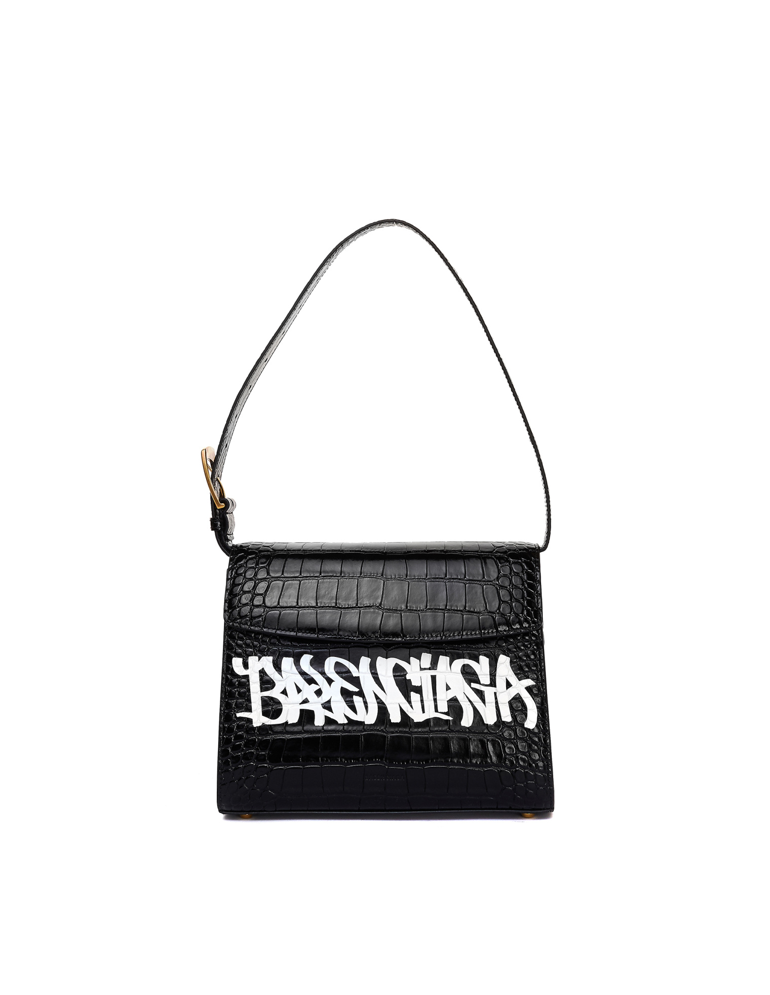 Balenciaga Black Leather Ghost Logo Bag