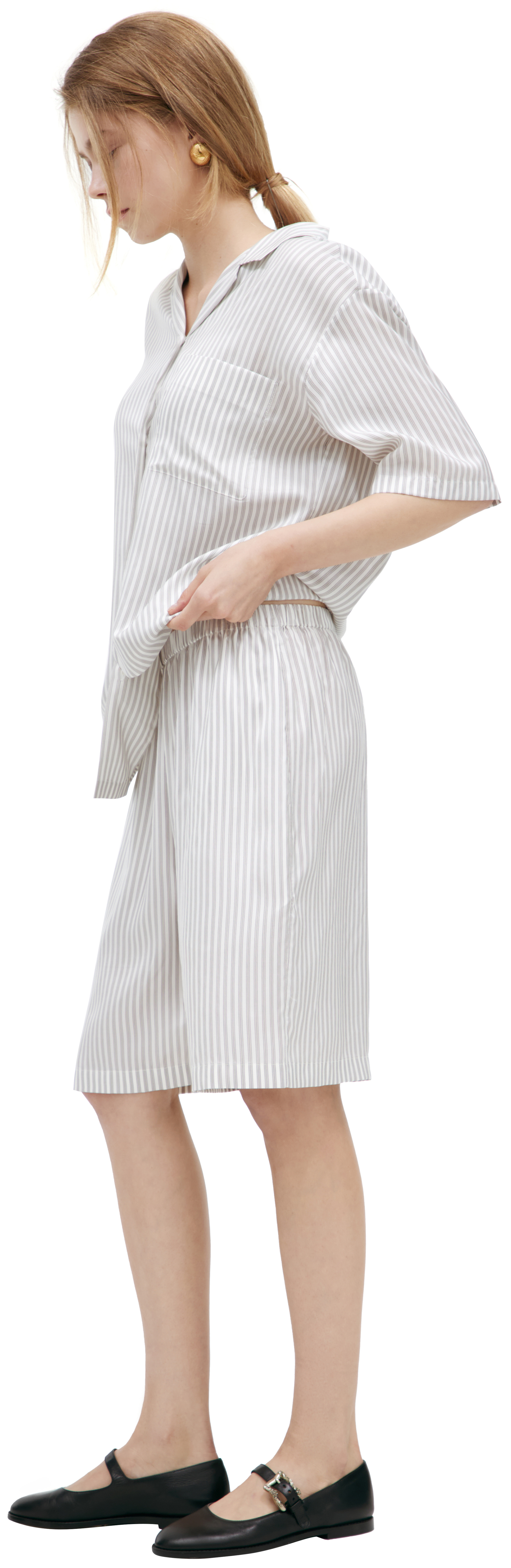 The Row Stripped Silk Shorts