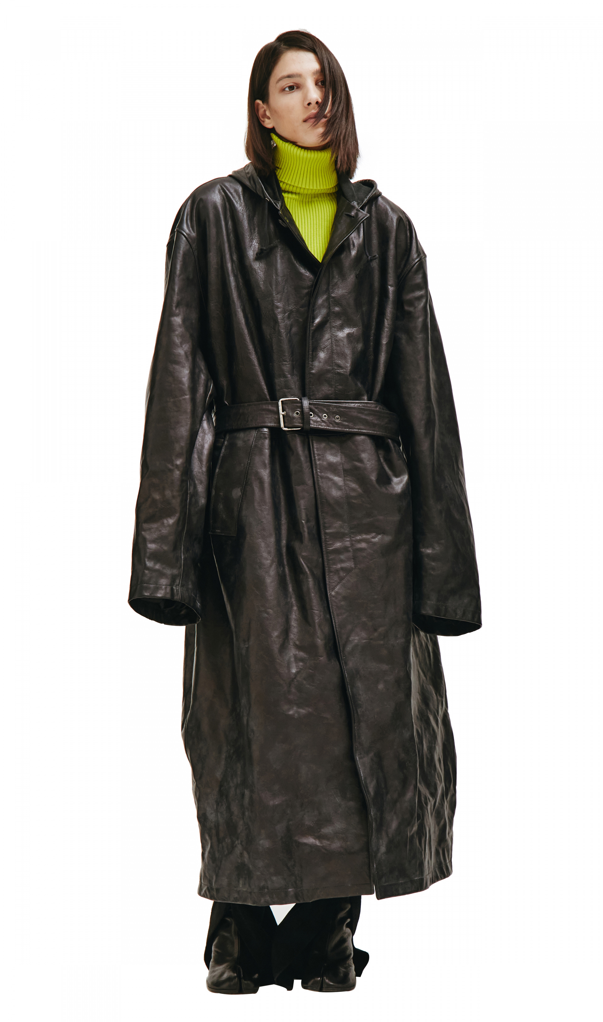 balenciaga black trench coat