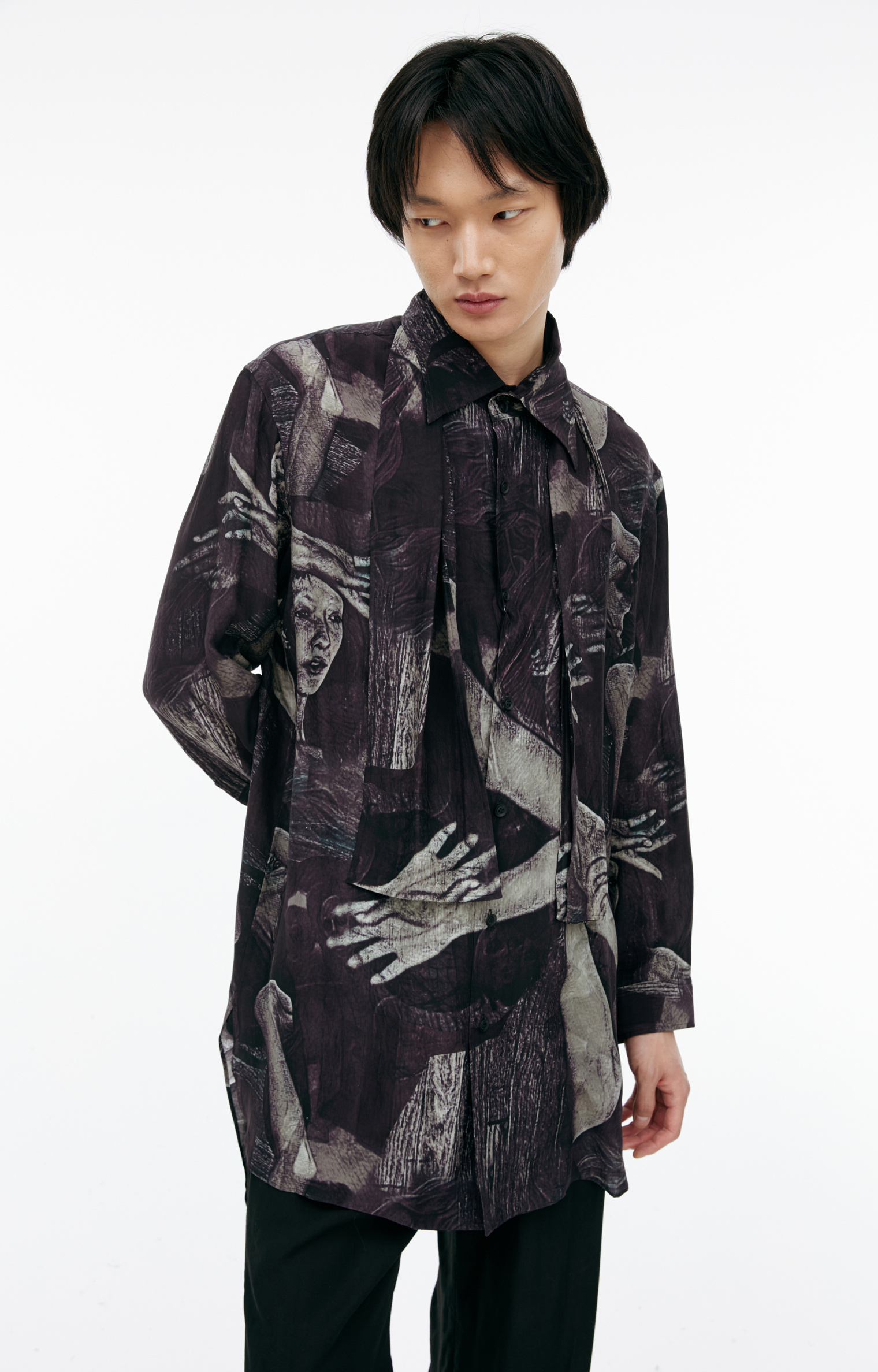 Yohji Yamamoto Monoprint silk shirt