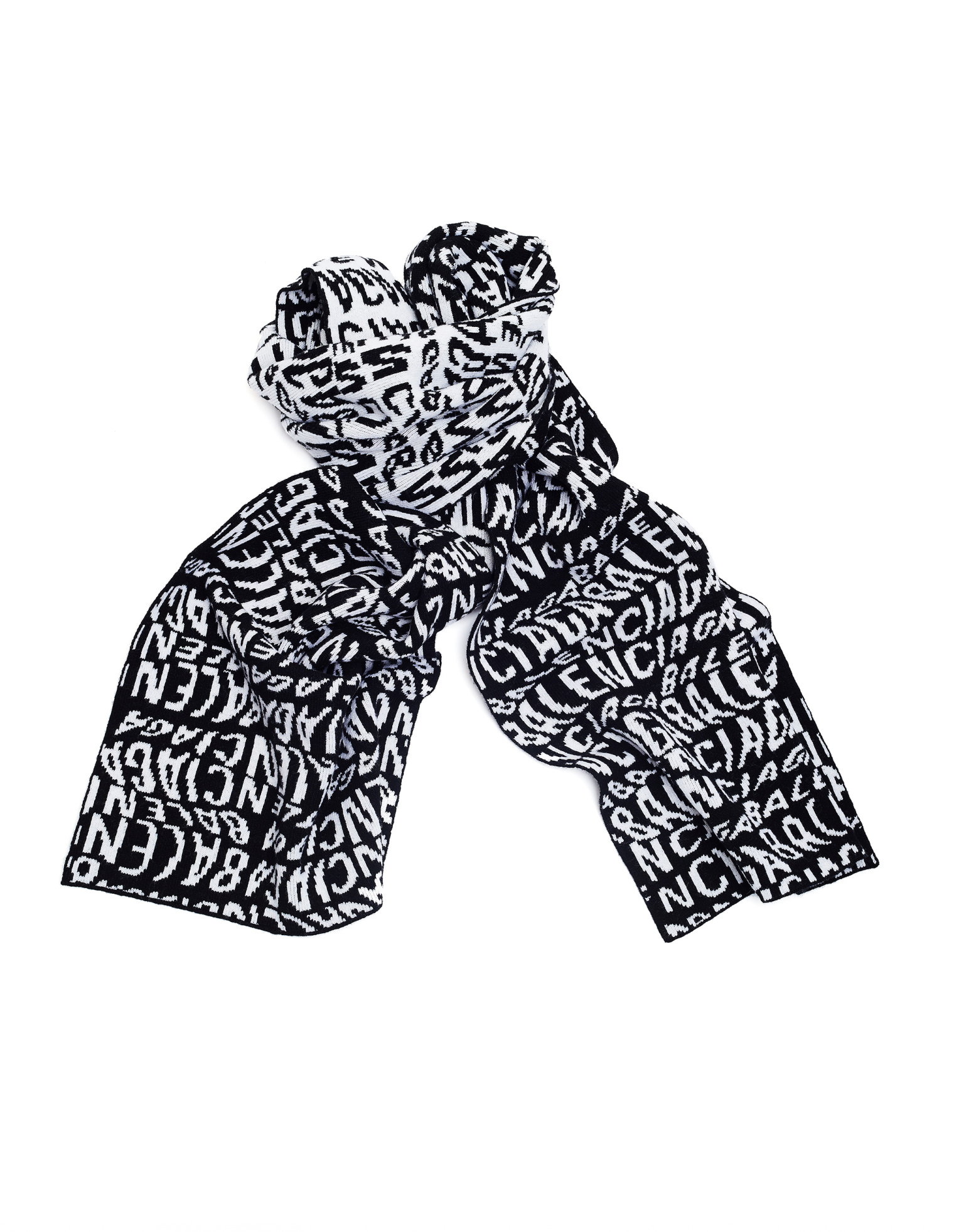 Balenciaga Black & White Mixed Typo Scarf