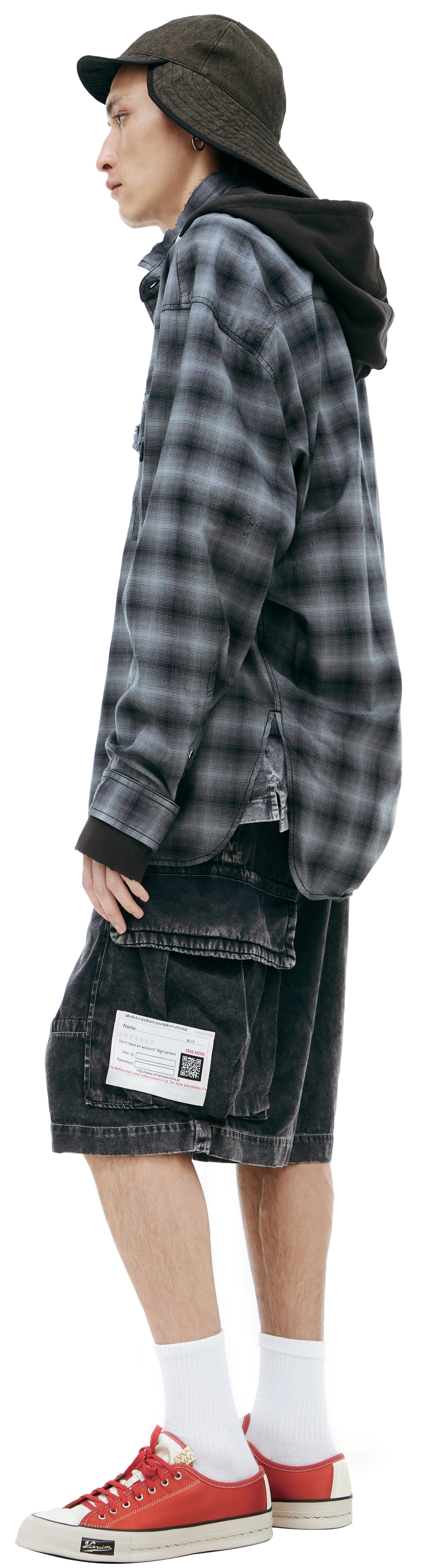 Maison Mihara Yasuhiro Hooded plaid shirt