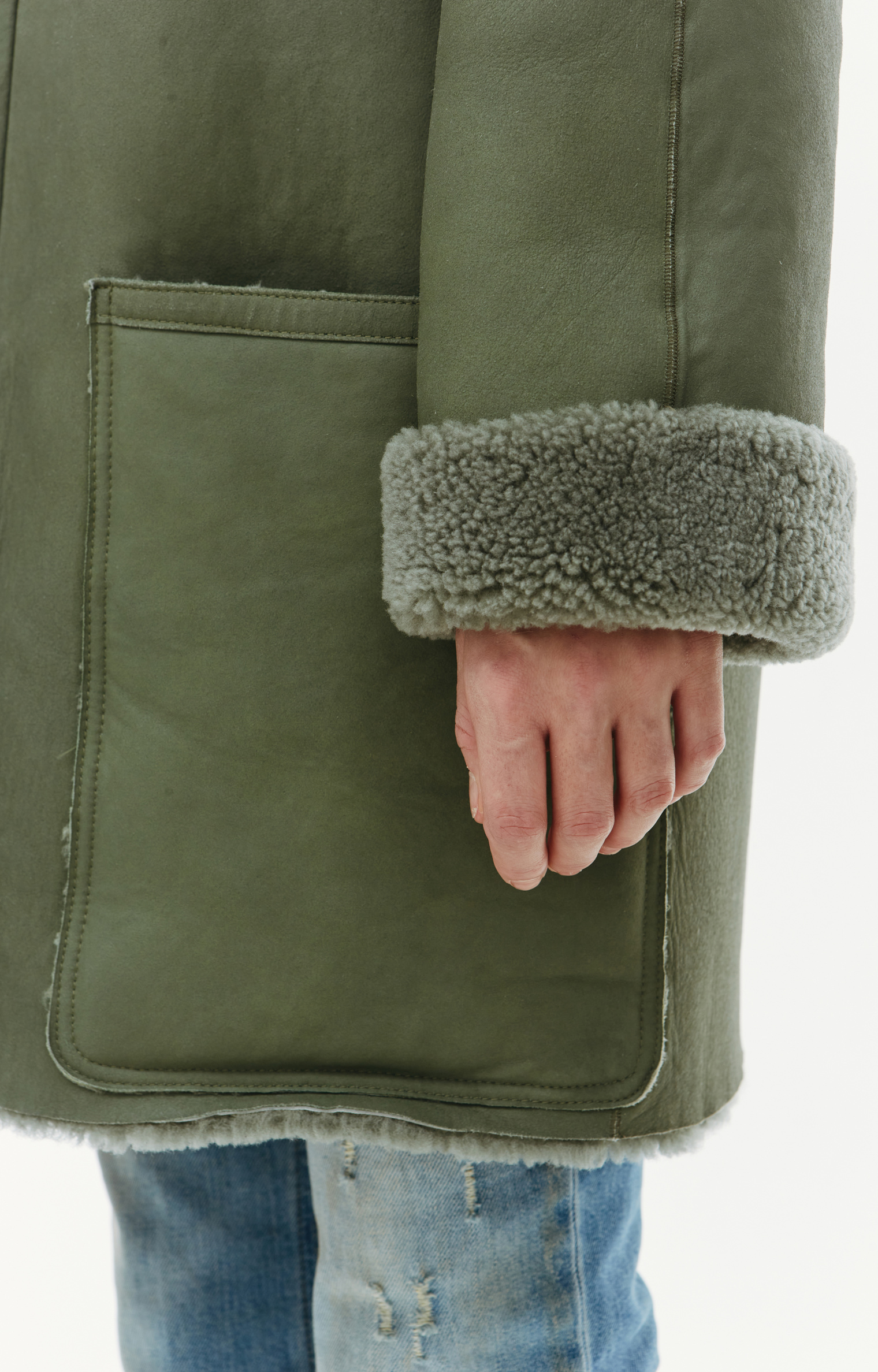 Y\'s Green Shearling Coat