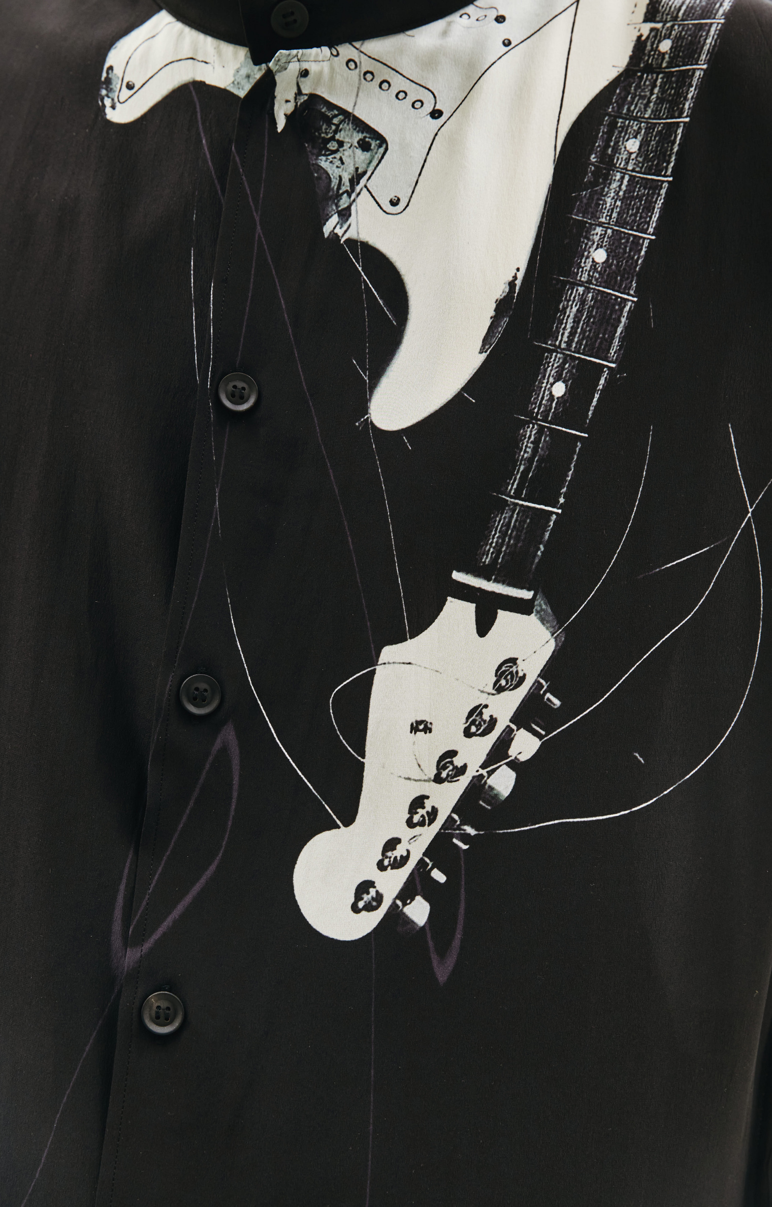 Yohji Yamamoto silk satin guitar print blouse