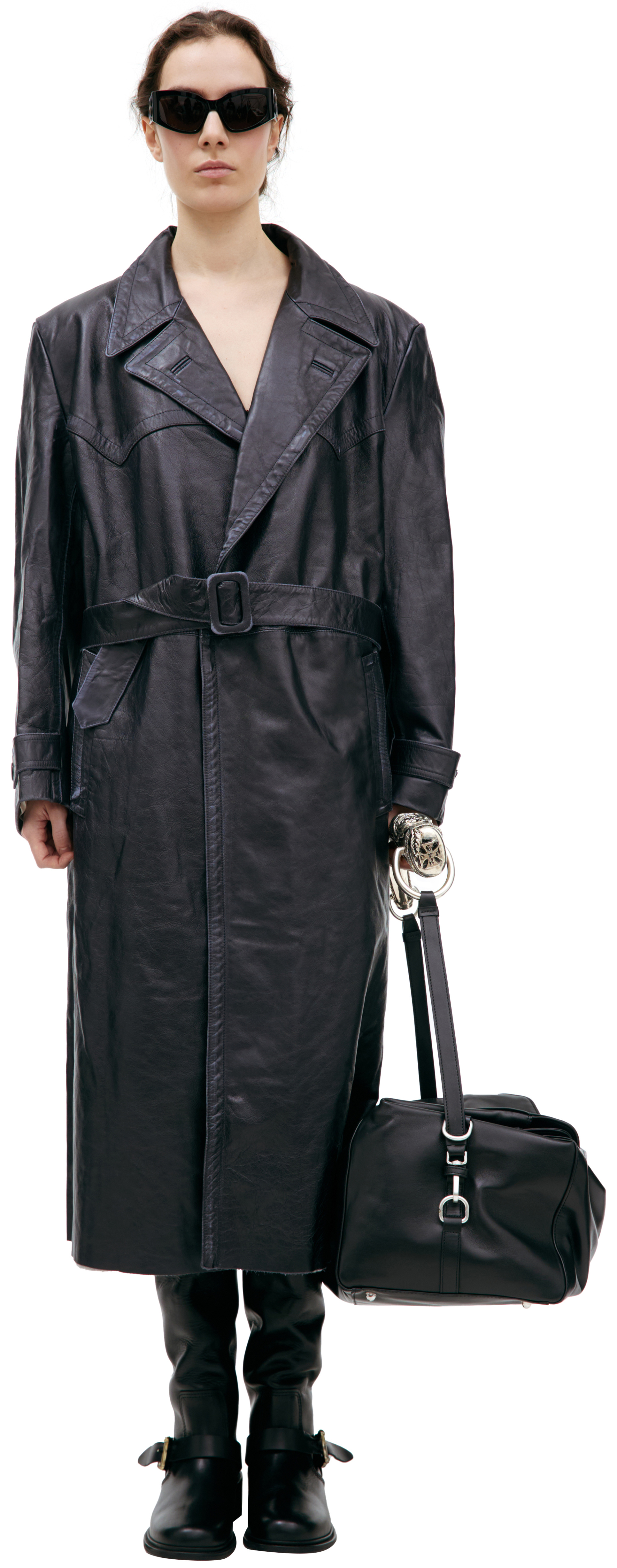 Enfants Riches Déprimés Leather trench coat with belt