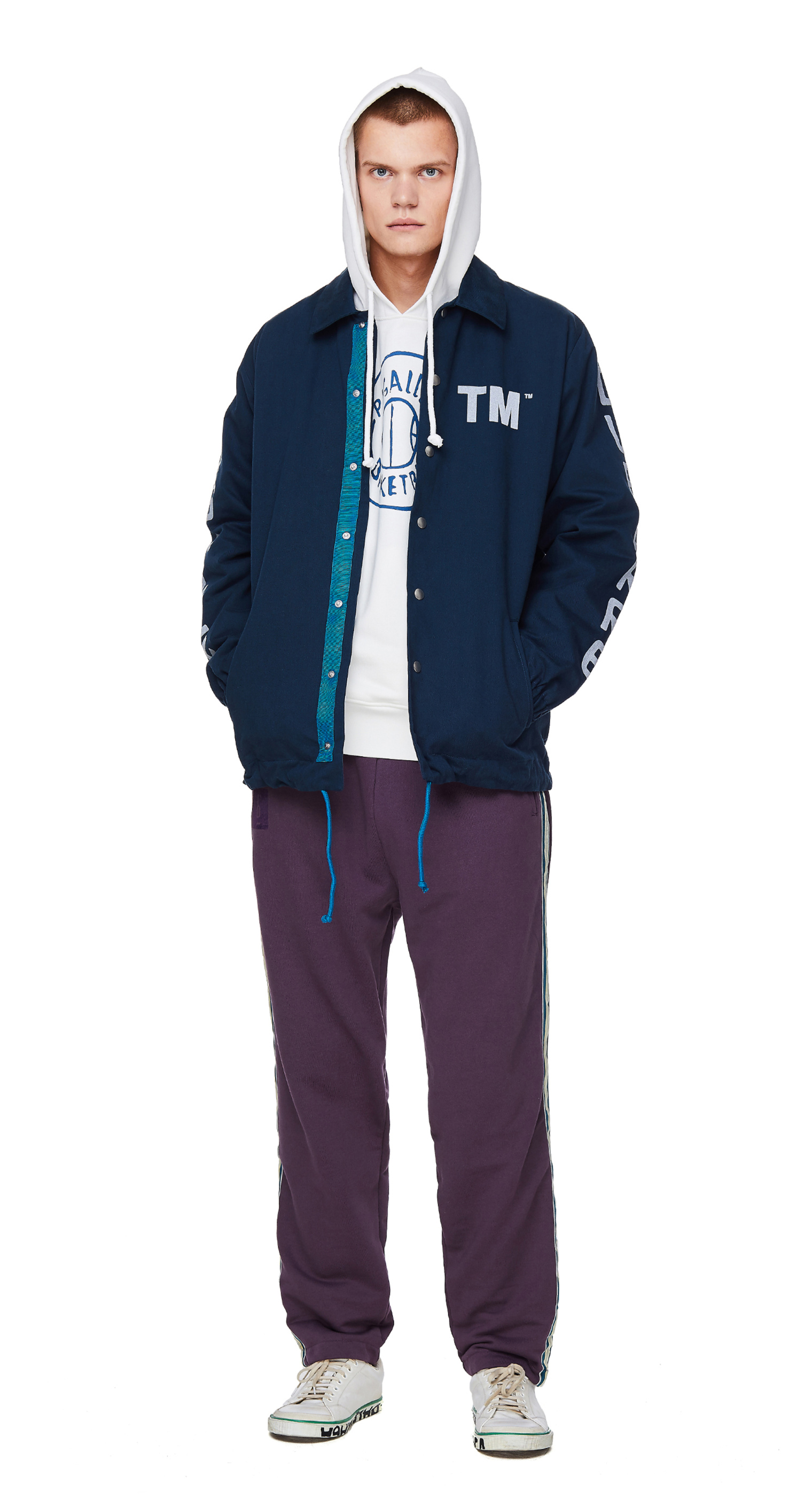 Pigalle Navy Blue Cotton TM Coach Jacket