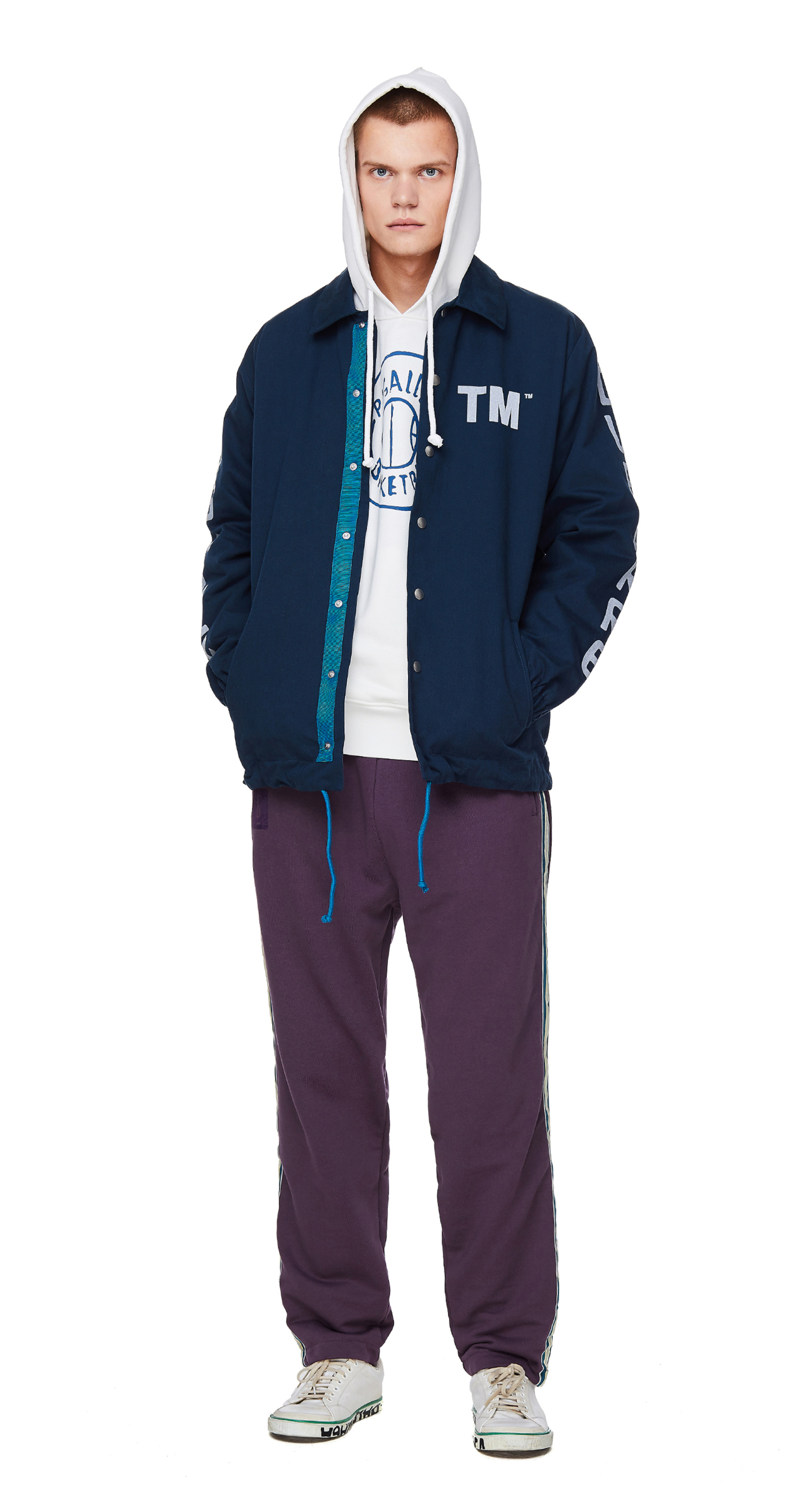 Pigalle Navy Blue Cotton TM Coach Jacket